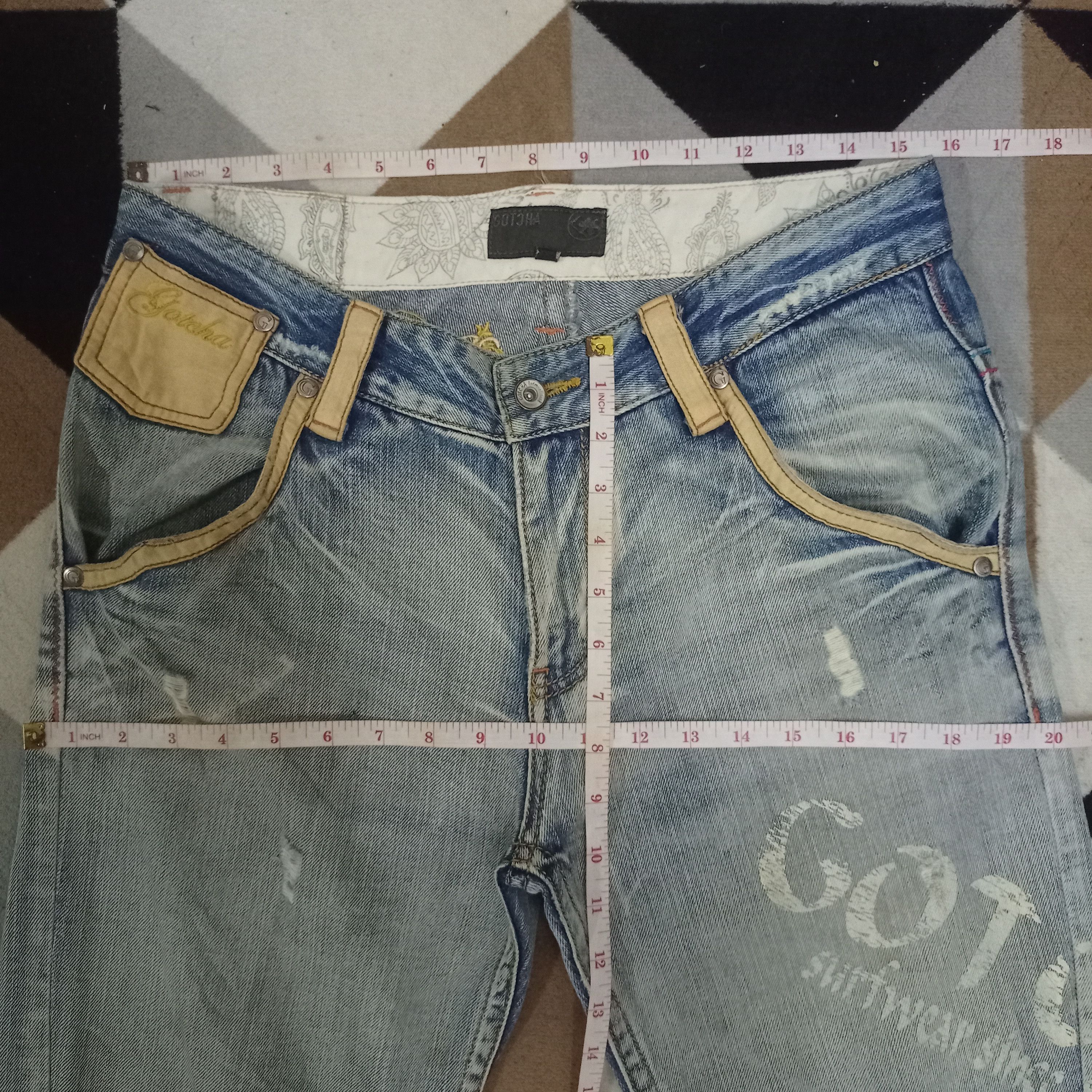 Gotcha × Japanese Brand Vintage Japanese Gotcha Distressed Spiral Baggy Jeans Size US 31 - 9 Thumbnail