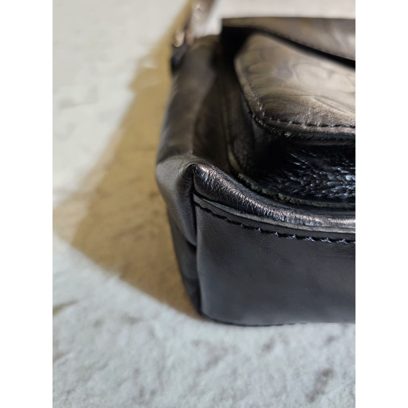 Patricia Nash Patricia Nash Avellino Crossbody Handbag Black Embossed Leather Floral Design Size ONE SIZE - 6 Thumbnail
