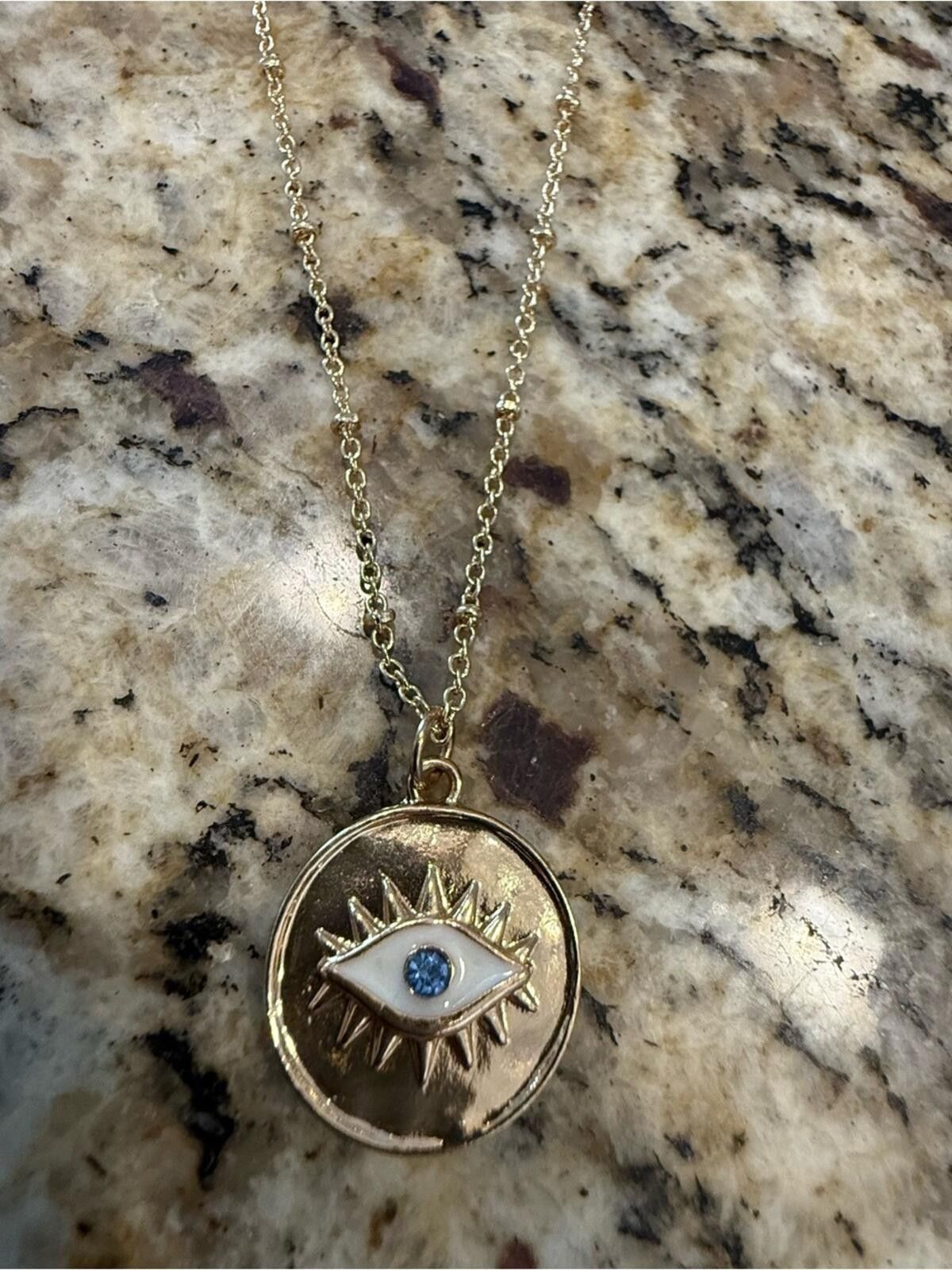 Other Evil eye necklace gold tone adjustable chain lobster clasp Size ONE SIZE - 5 Thumbnail