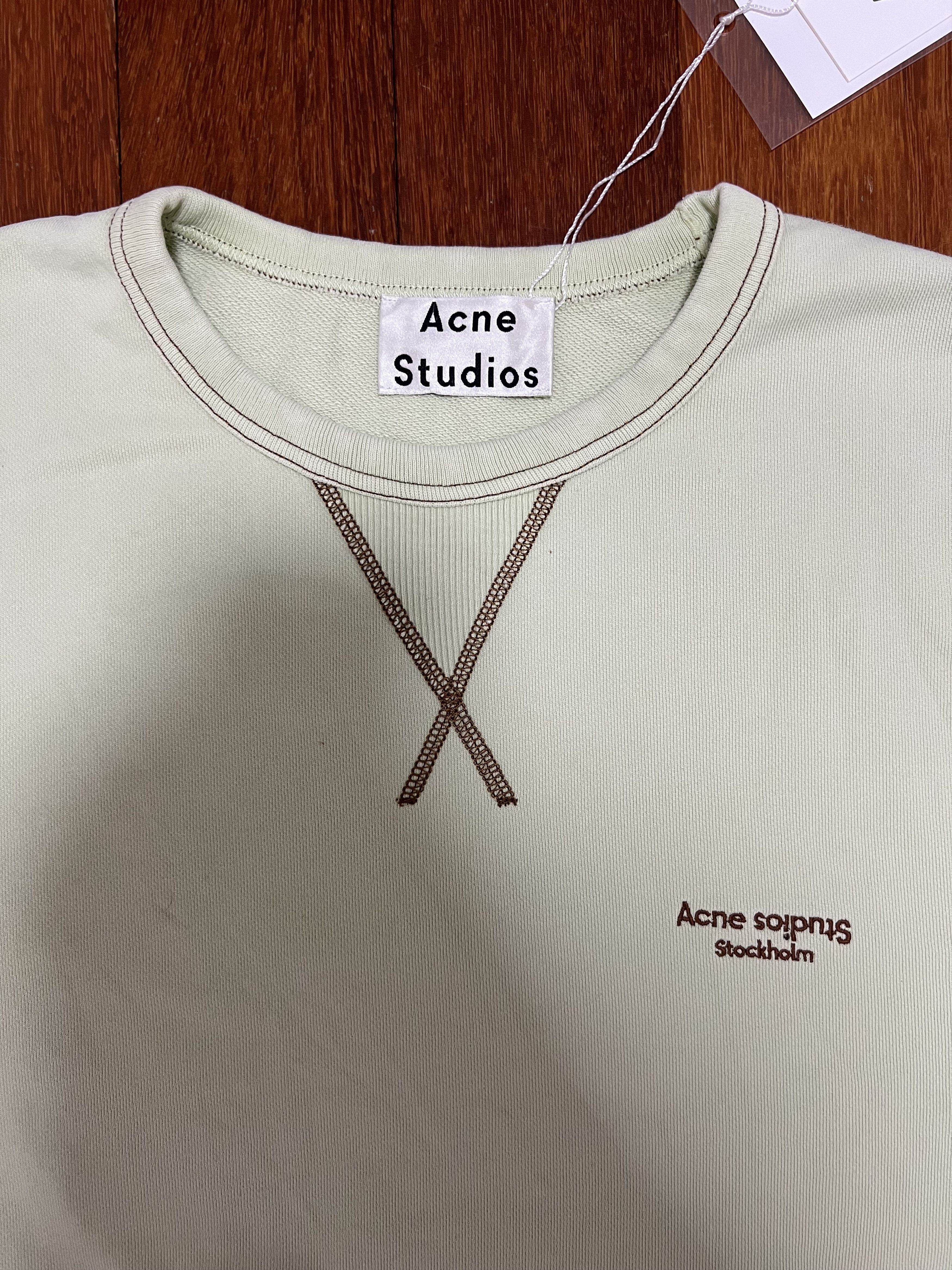 Acne Studios 💚 Acne Studios Embroidered Lime Green Crewneck Large NEW Size US L / EU 52-54 / 3 - 3 Thumbnail