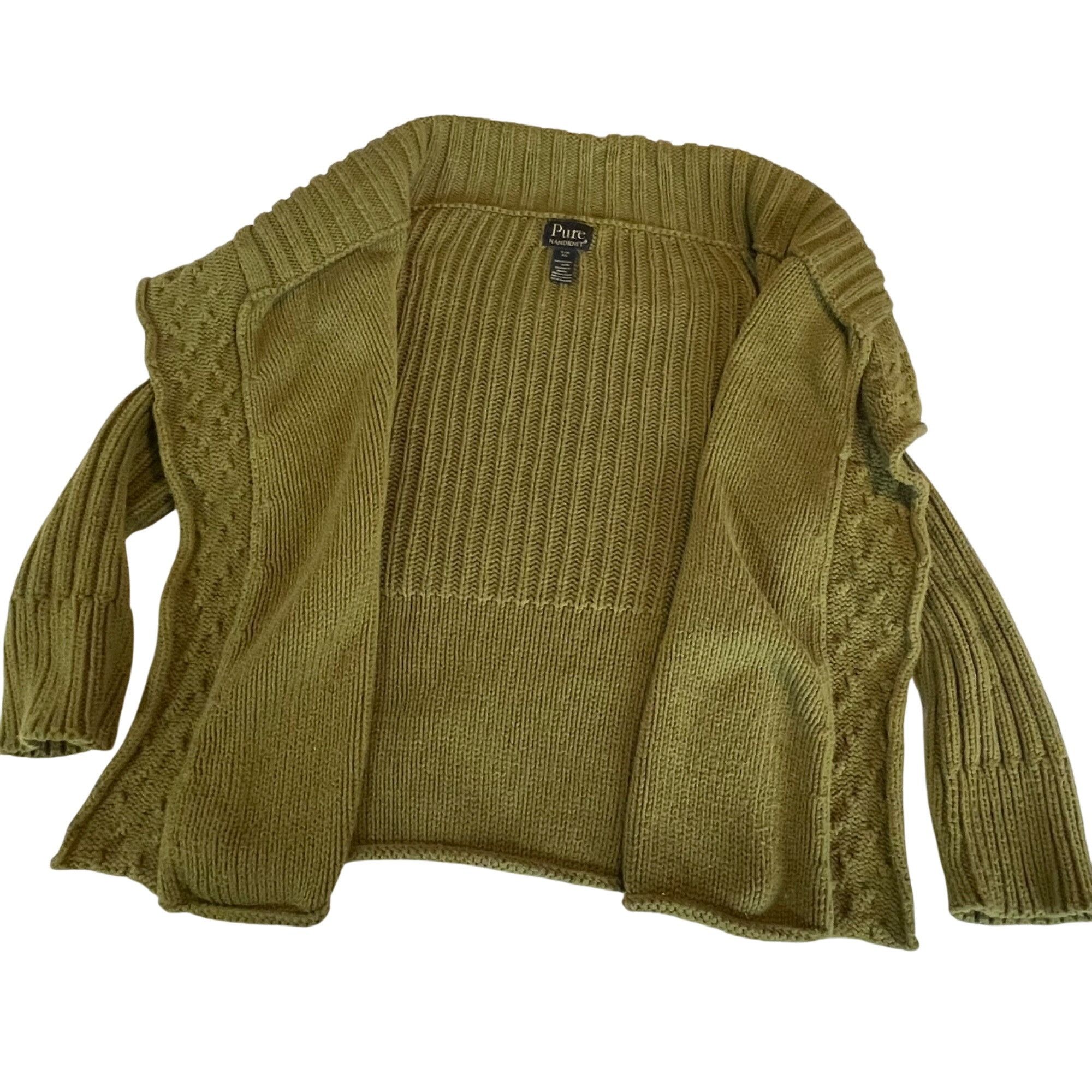Other Pure Olive Green Knit Cardigan Sweater S/m Handknit Ribbed S Size S / US 4 / IT 40 - 3 Thumbnail