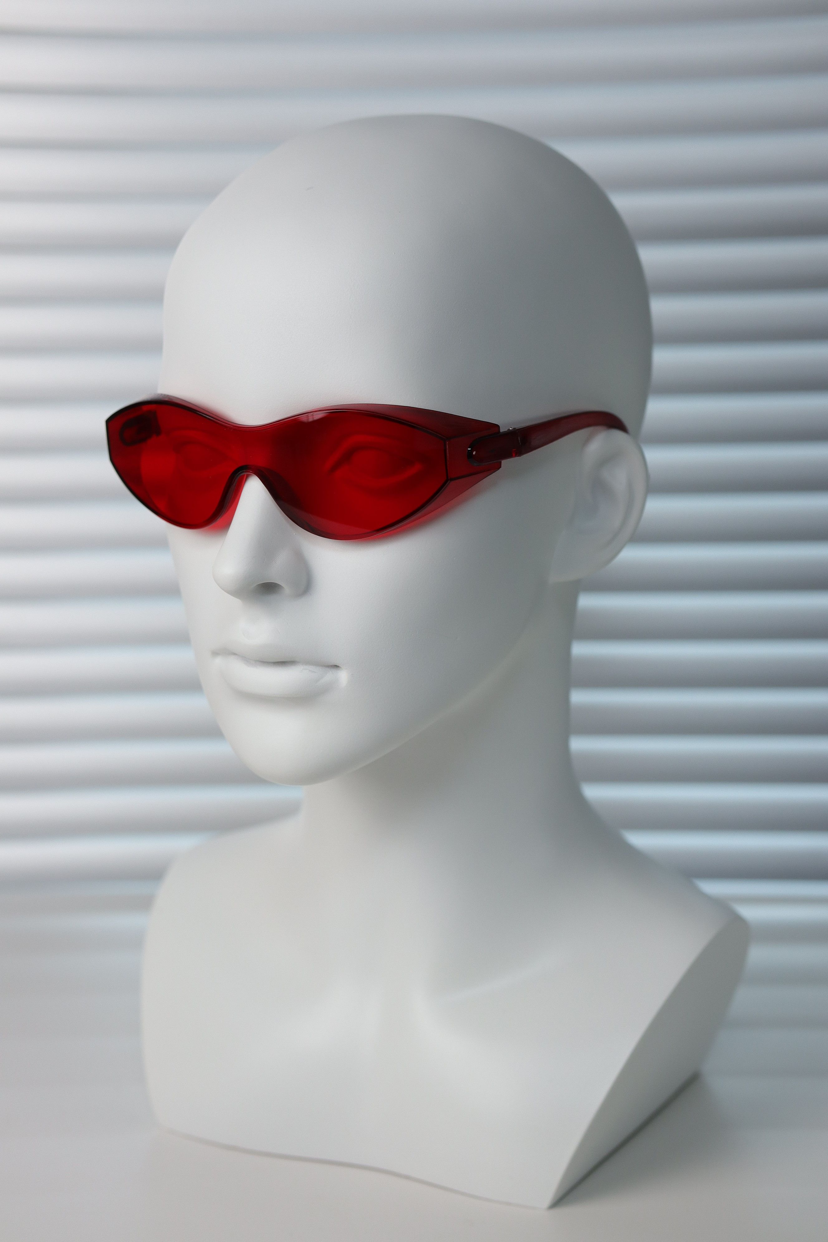 Japanese Brand Y2k Large Wide Safety Glasses Sunglasses Red Unisex One Size Size ONE SIZE - 6 Thumbnail