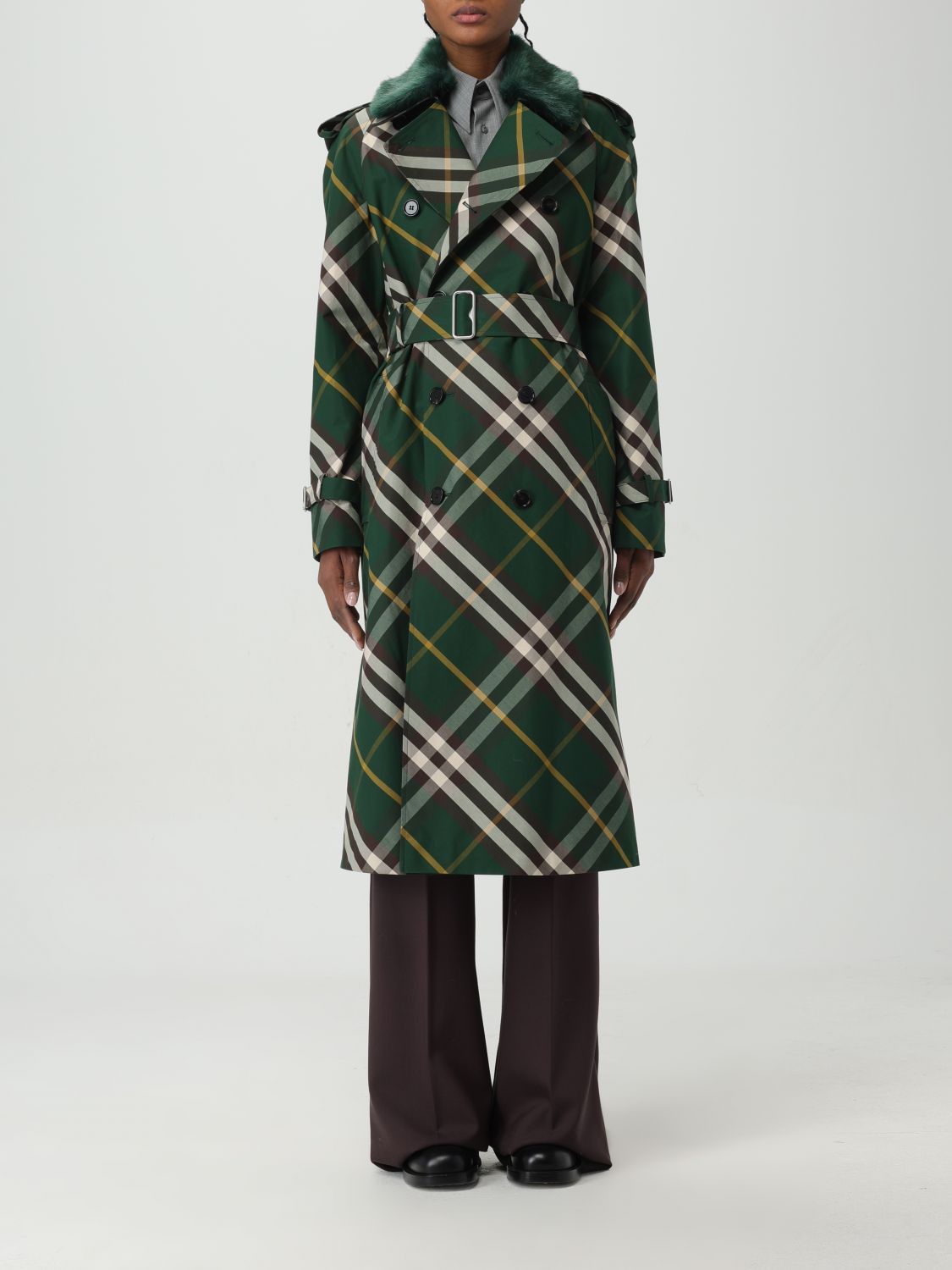 image of Burberry Trench Coat Woman Green, Women's (Size XL)