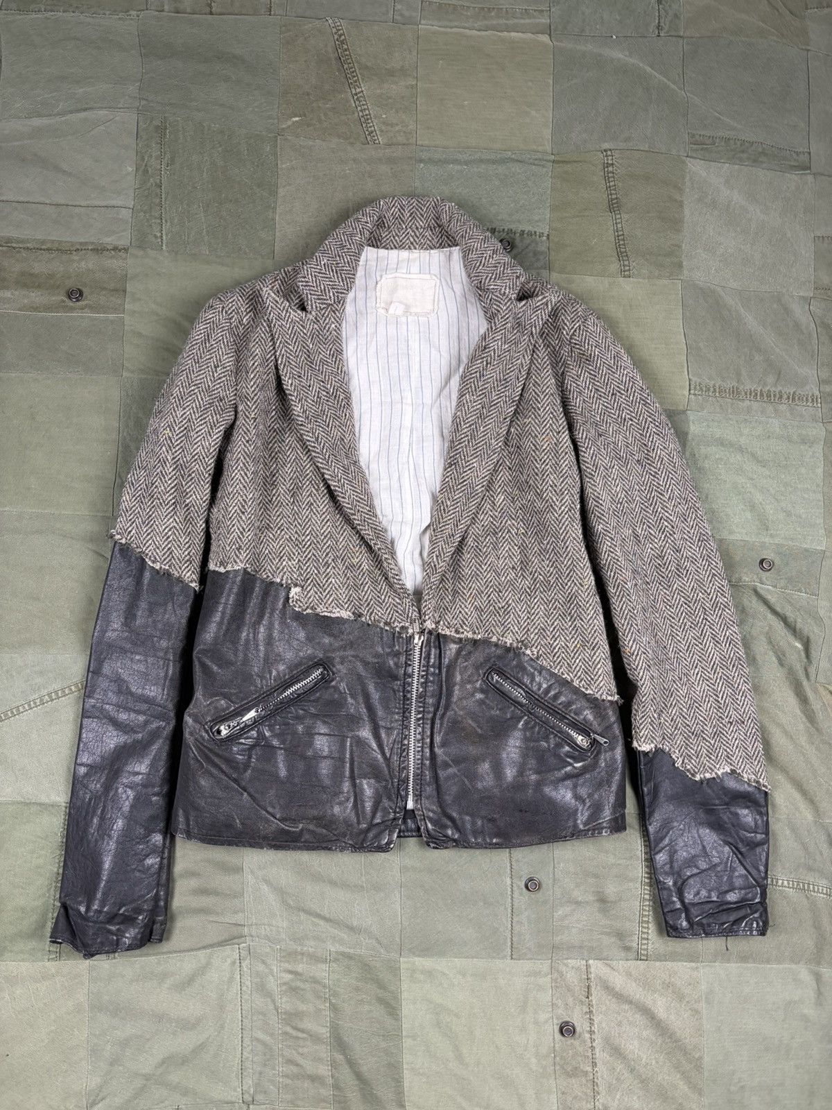 Greg Lauren 50/50 Leather / Wool Jacket Size US S / EU 44-46 / 1 - 1 Thumbnail