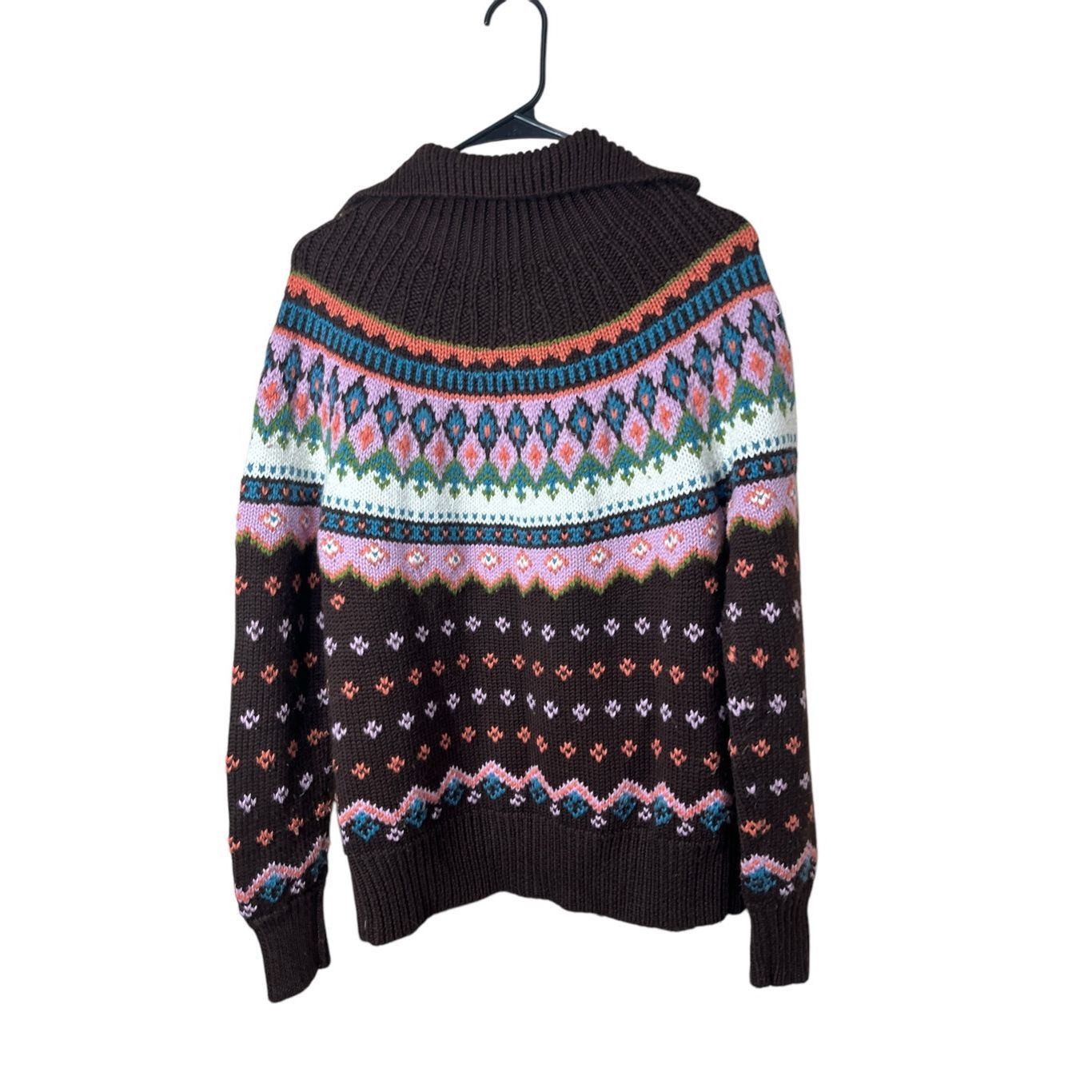 Other Vintage Moda International Wool Blend Fair Isle Zip Front Sweater Size Medium Size M / US 6-8 / IT 42-44 - 7 Thumbnail
