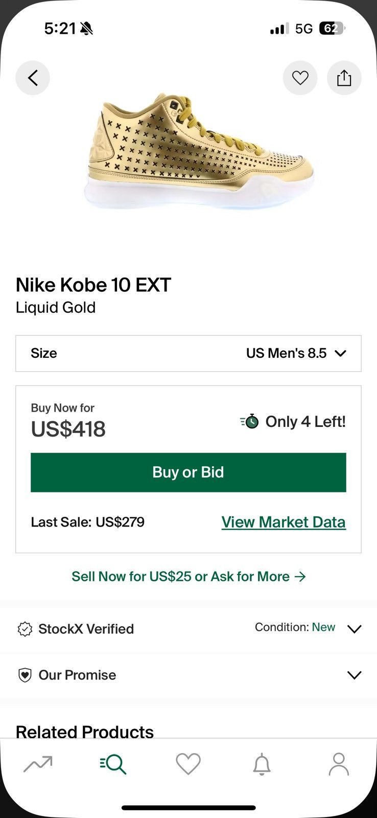 Nike NEED GONE ‼️ Nike Kobe 10 EXT “Liquid Gold” Size US 8.5 / EU 41-42 - 14 Thumbnail