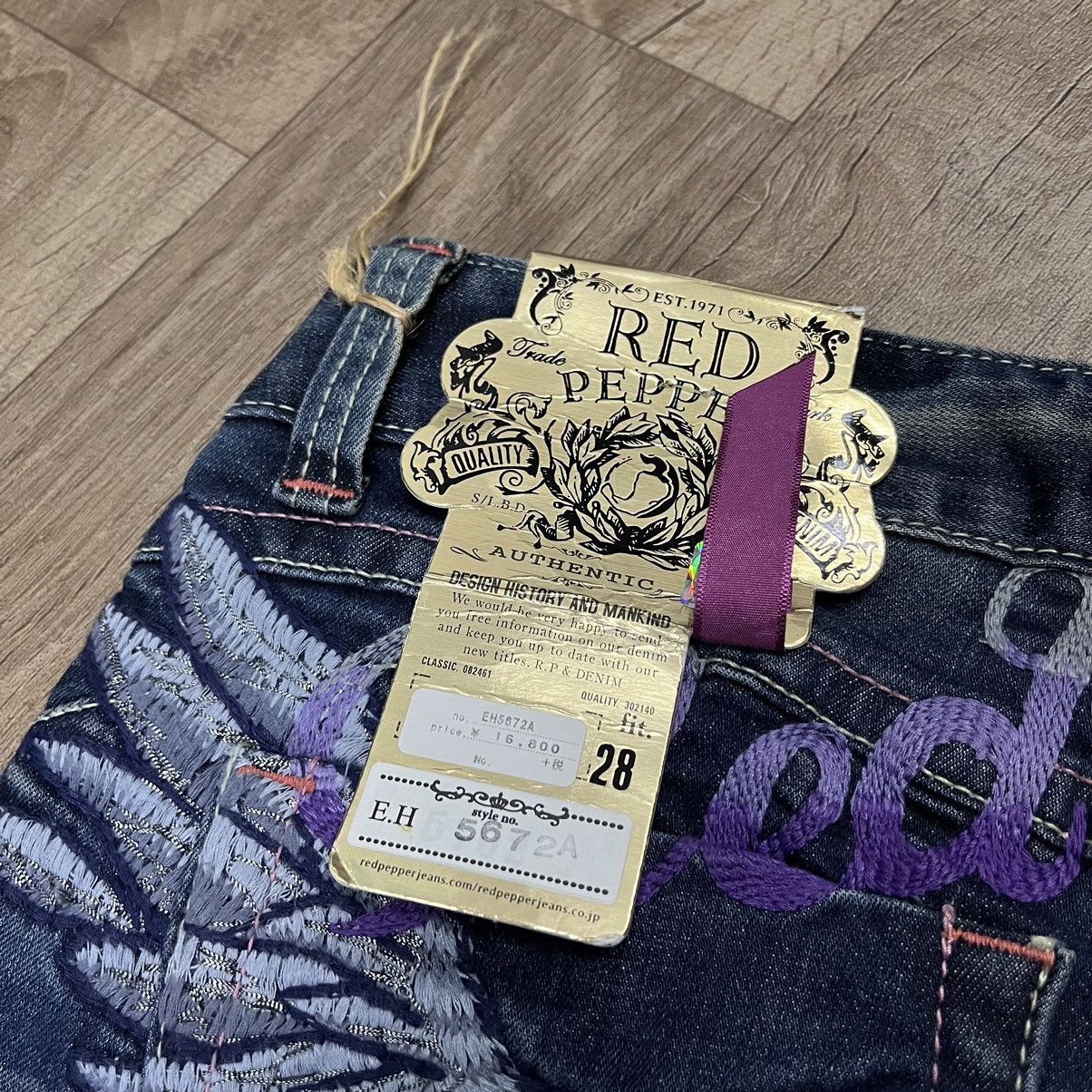Ed Hardy × Japanese Brand Flare Jeans Red Pepper Jeans Embroidered Boot Cut Denim Size 28" / US 6 / IT 42 - 6 Thumbnail