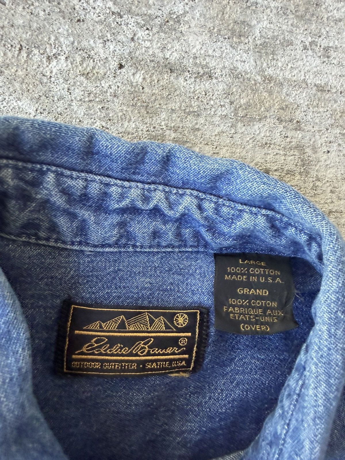 Eddie Bauer 90s Denim Overshirt Made In USA Button Up Western Size US L / EU 52-54 / 3 - 4 Thumbnail