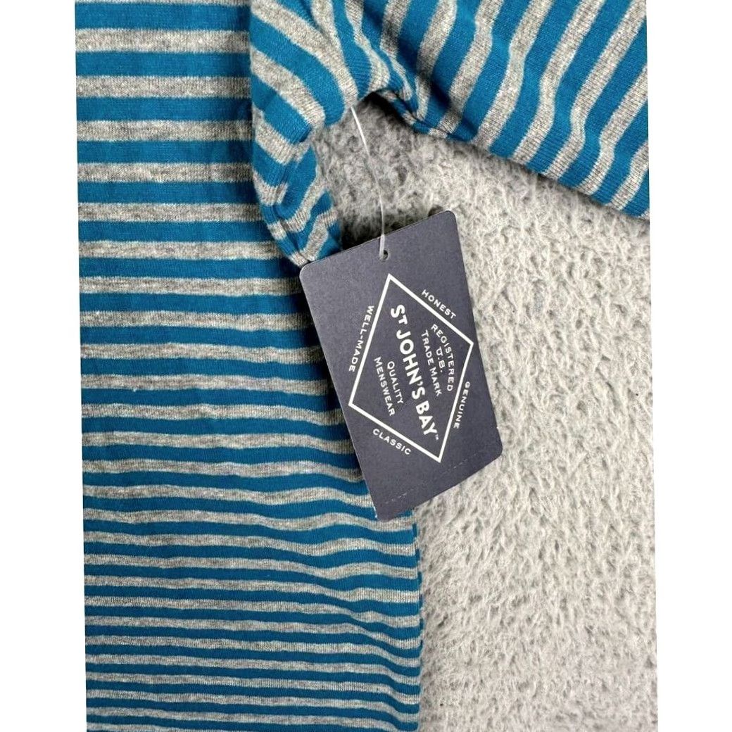 Vintage St. John's Bay Henley Shirt Mens XL Blue/Gray Striped Long Sleeve Classic NEW Size US XL / EU 56 / 4 - 5 Thumbnail