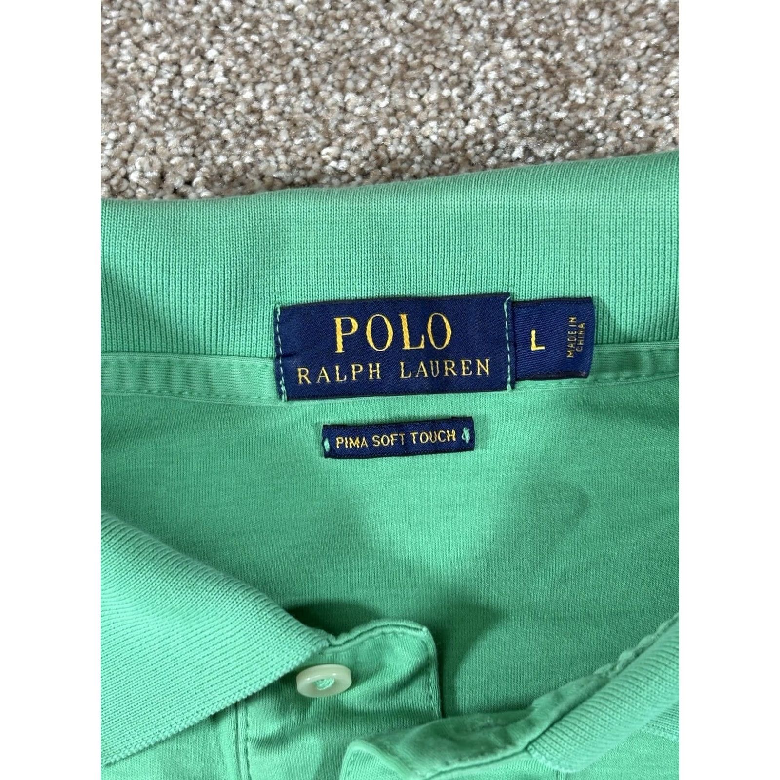 Polo Ralph Lauren Polo Ralph Lauren Men's Green Short Sleeve Shirt Pima Soft Touch Size Large Size US L / EU 52-54 / 3 - 4 Thumbnail