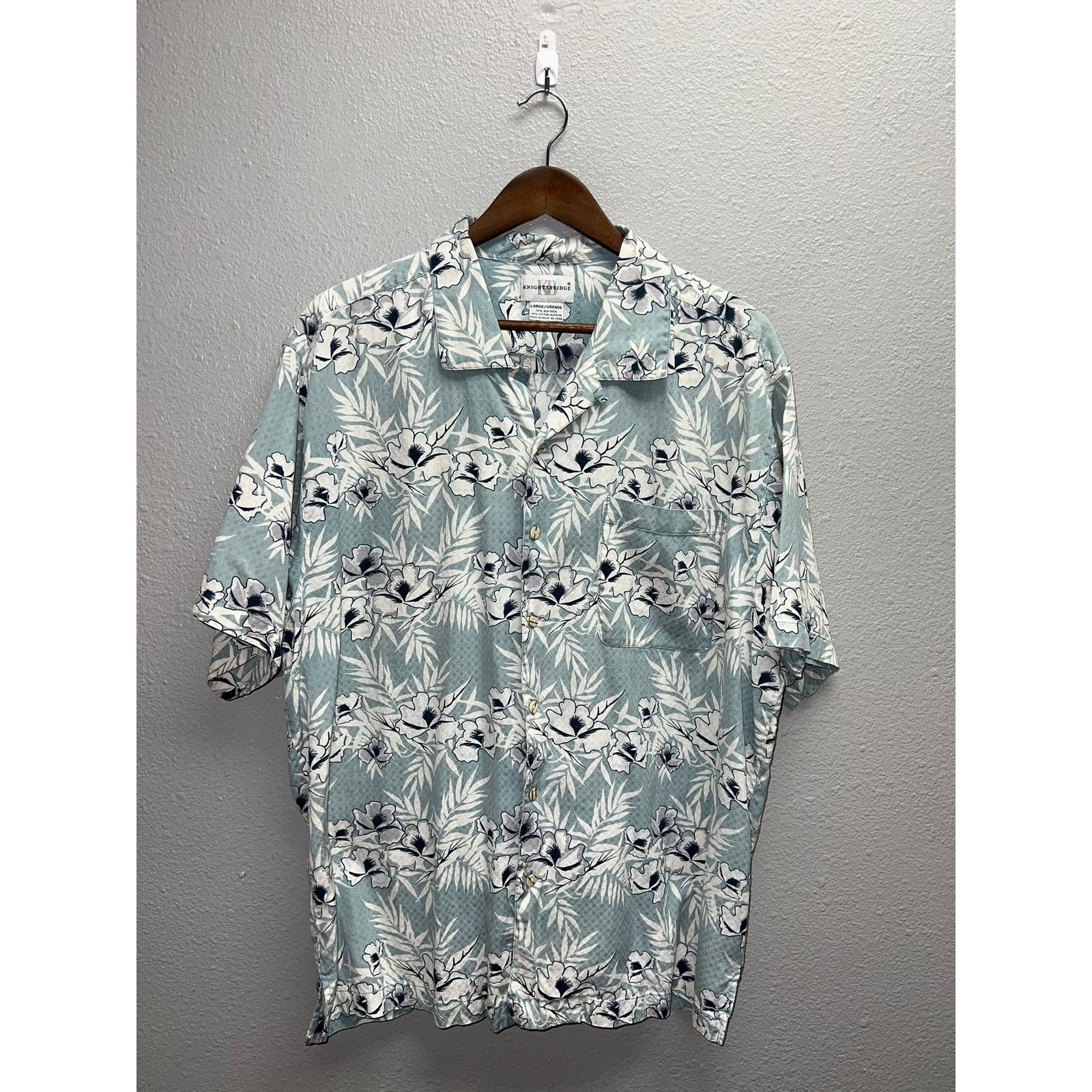 Vintage Knightsbridge Button Down Shirt Floral Green Mens Large Size US L / EU 52-54 / 3 - 1 Thumbnail