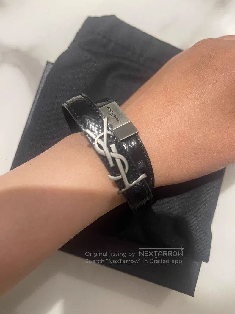 Saint Laurent Paris Saint Laurent Paris Black leather wristband Size ONE SIZE - 4 Thumbnail