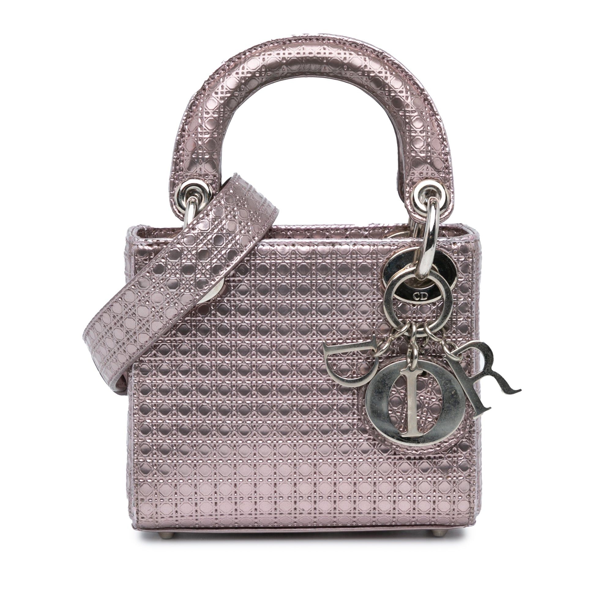 Dior Dior Mini Metallic Patent Microcannage Lady Dior Pink Size ONE SIZE - 1 Thumbnail