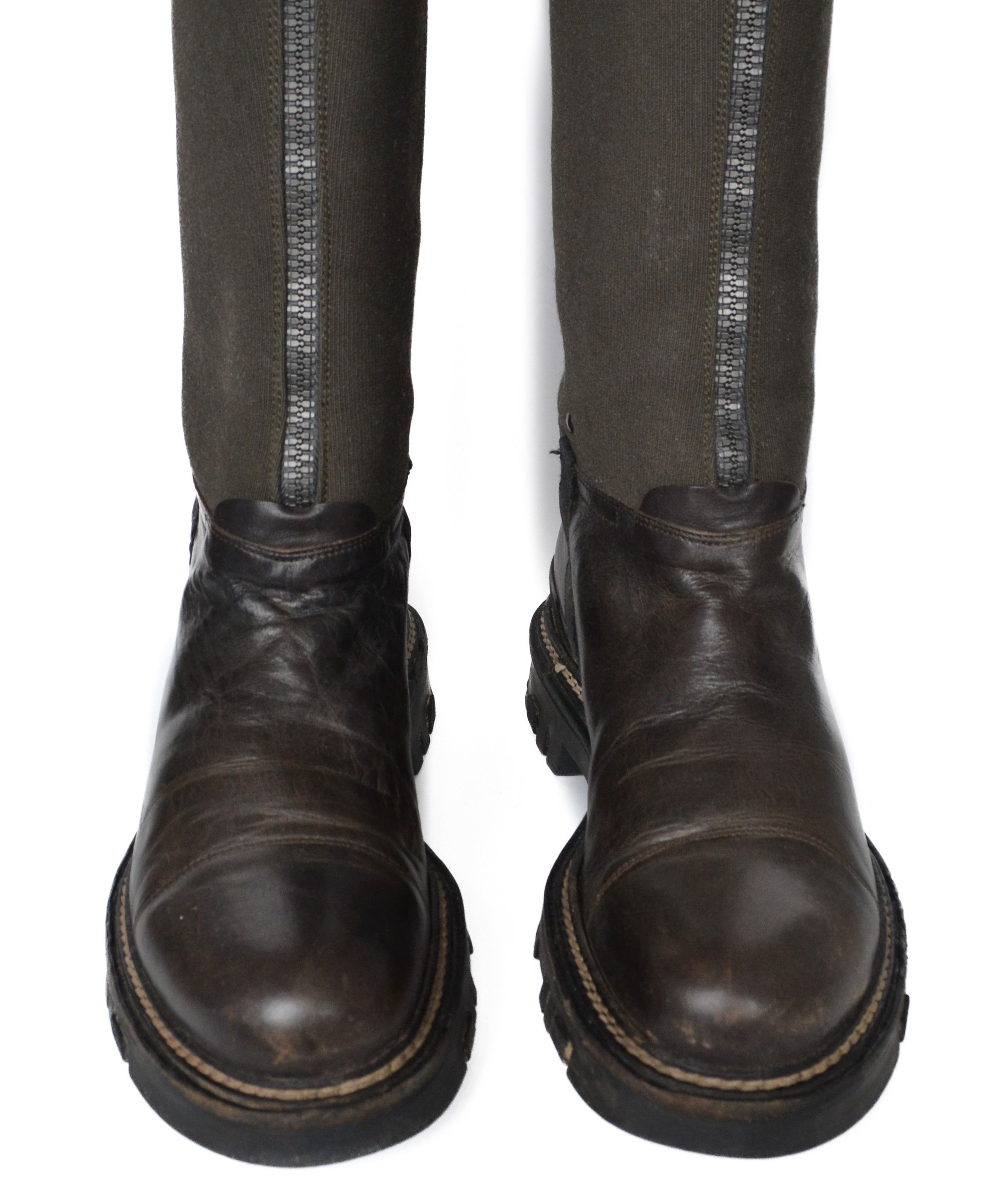 Prada 🔴 PRADA Boots Vintage Leather Tall Brown Khaki Front Zip Size US 10 / IT 40 - 6 Thumbnail