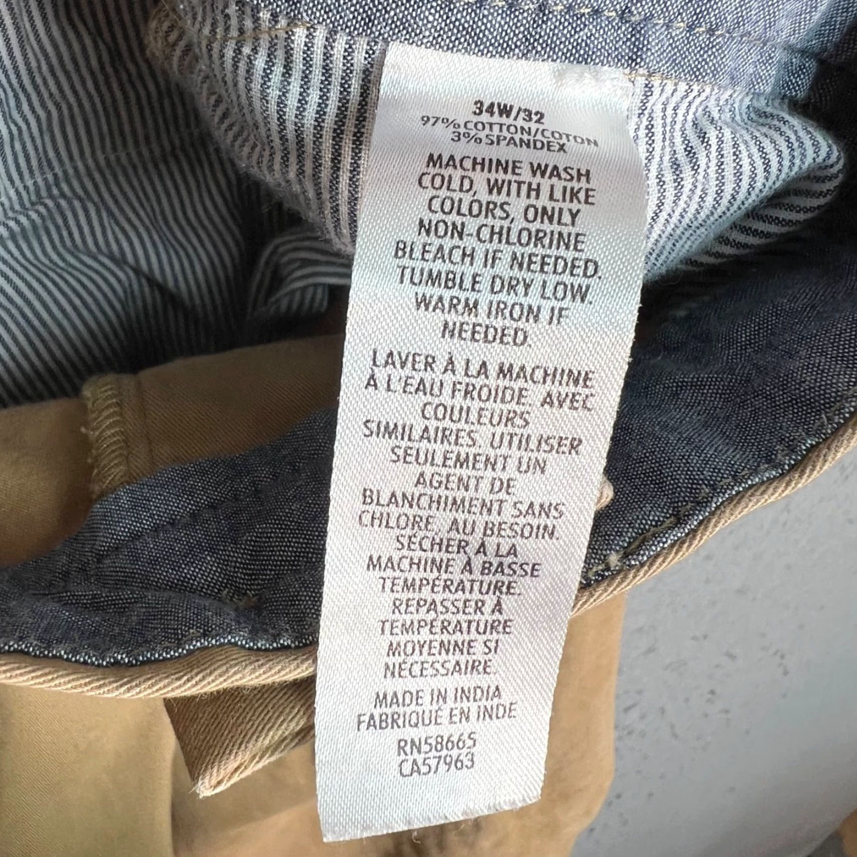 Vintage Wallin & Bros. Mens Tan Chino Pants Size 34 x 32 Cotton Blend Straight Leg Size US 34 / EU 50 - 5 Thumbnail
