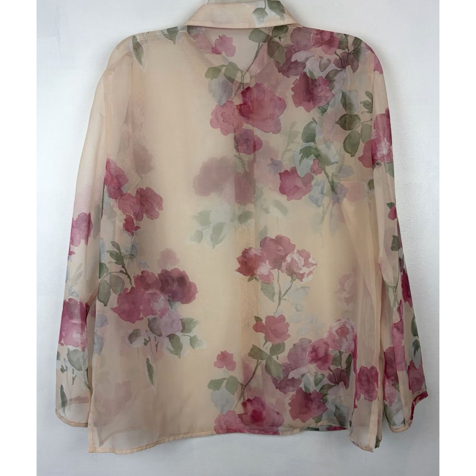 Vintage VINTAGE Boho Flowy Floral Sheer Chiffon Top Career Romantic Large Womens Size L / US 10 / IT 46 - 2 Thumbnail