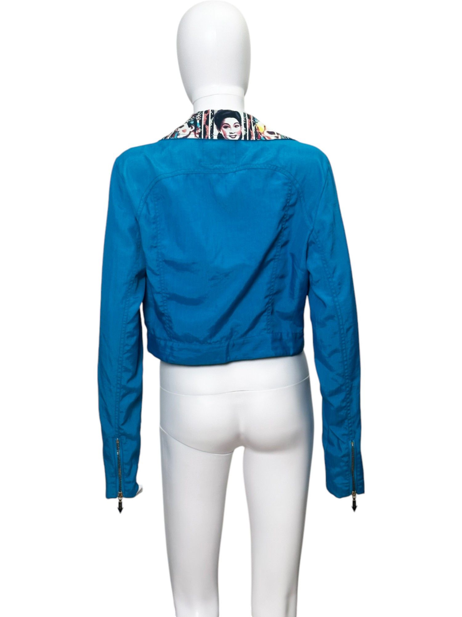 Jean Paul Gaultier AW1995 Blue "Faces" Biker Jacket Size M / US 6-8 / IT 42-44 - 3 Thumbnail