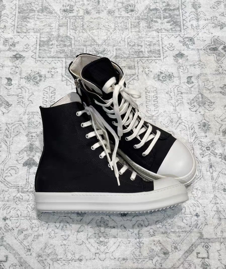Rick Owens Rick Owens DRKSHDW canvas low-top sneakers, black and white Size US 7.5 / EU 40-41 - 4 Thumbnail