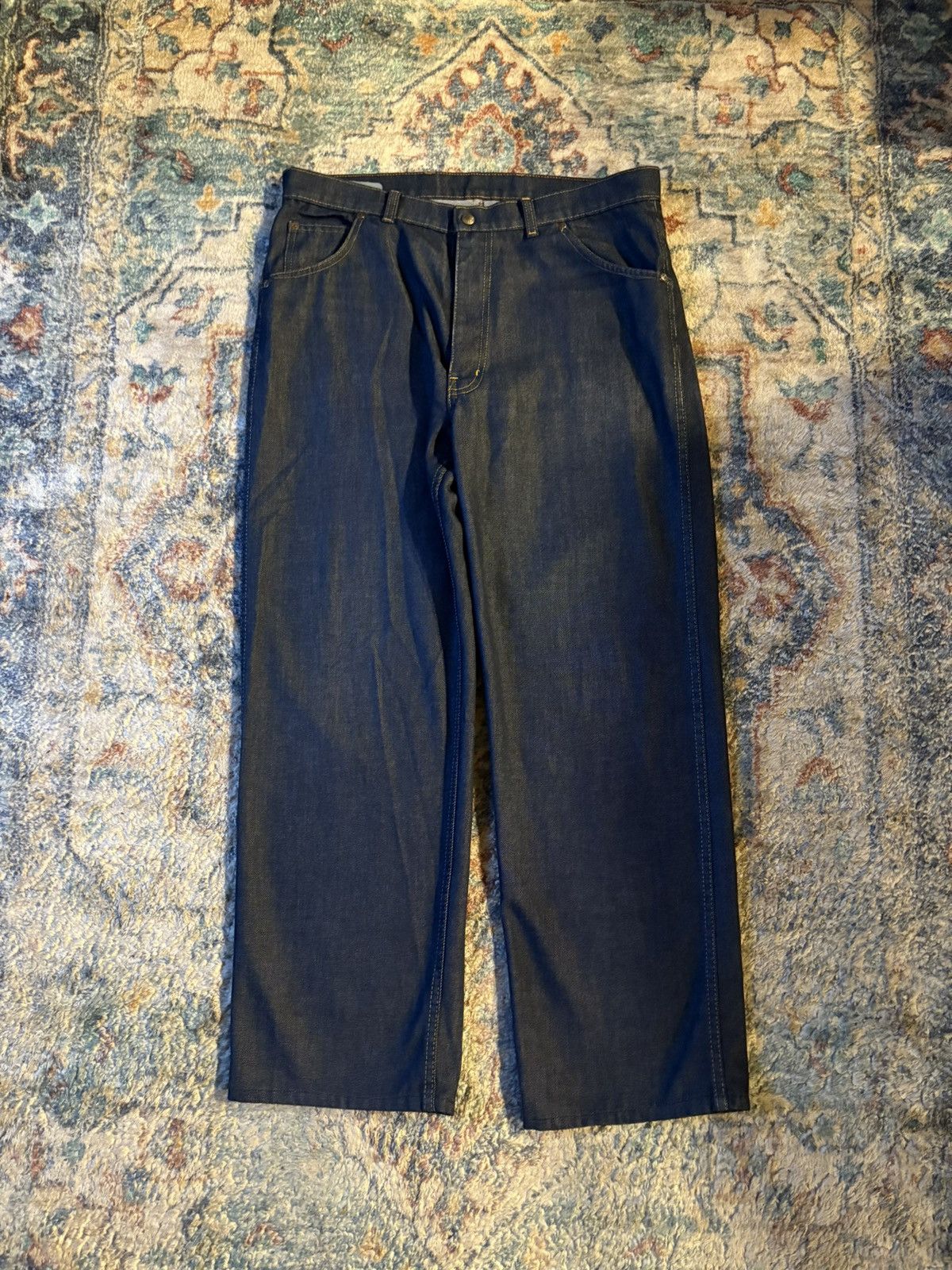 Vintage Vintage 80s Sears Darkwash Faux Denim Jeans Size 35 Size US 35 - 1 Thumbnail