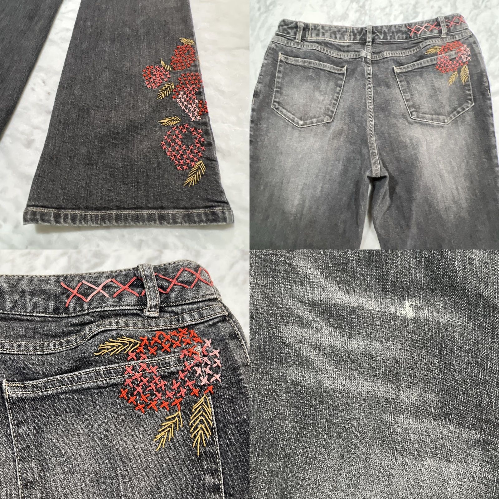 J. Jill VINTAGE J Jill Black Denim Jeans Women’s 10 Flare Embroidered Embellished Stretch 31 Inseam 5-Pocket City Hippie Bohemian Regular Womens Size 32" / US 10 / IT 46 - 8 Thumbnail
