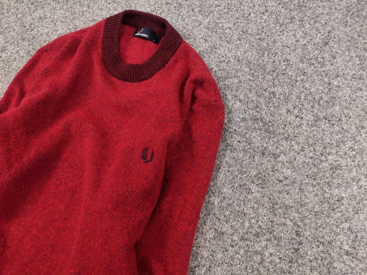 Fred Perry Fred Perry Design Classic Red Wool Crew Check Sweater Size US S / EU 44-46 / 1 - 5 Thumbnail