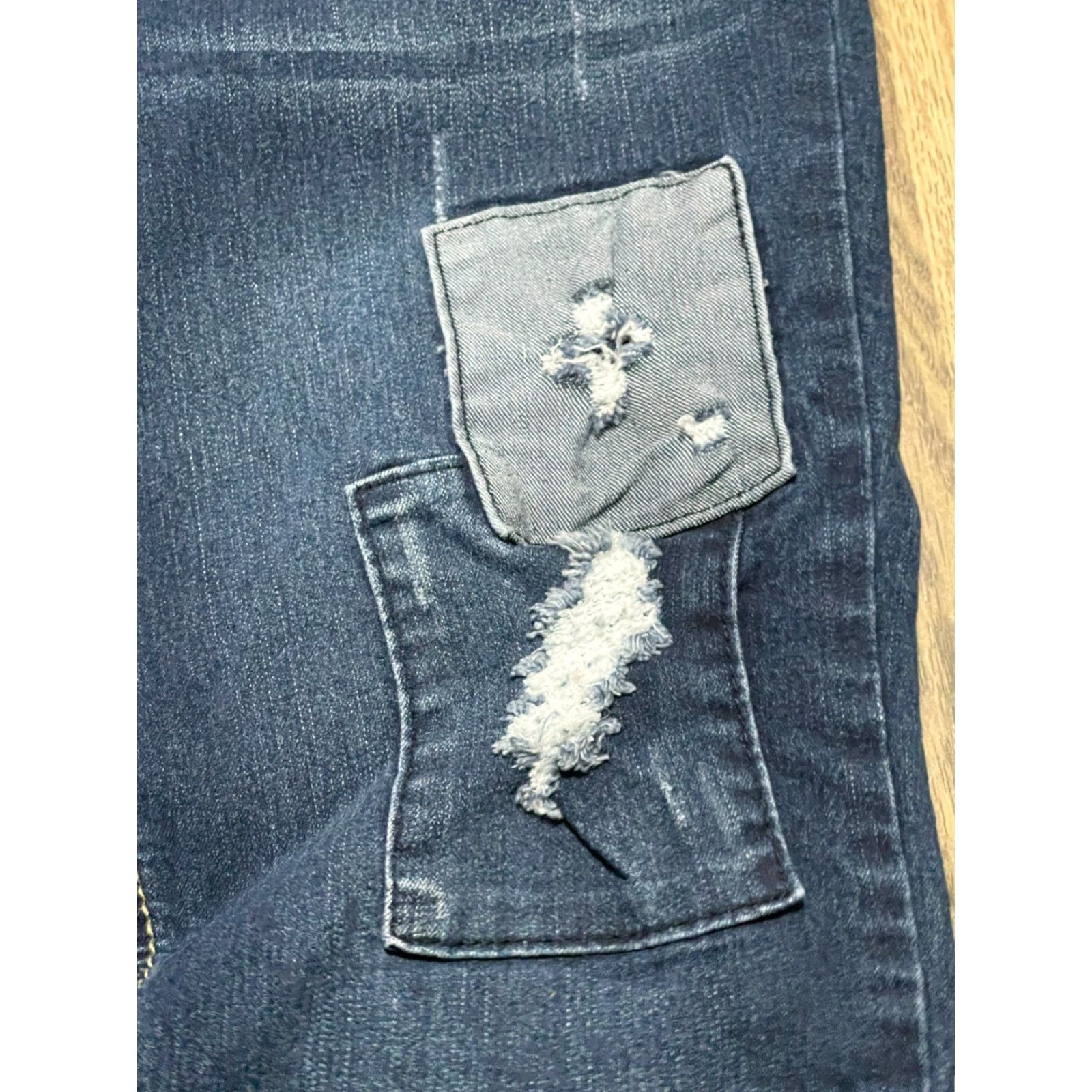 Vintage Love Indigo Premium Jeans Women 27 Blue Denim Skinny Distressed Patches Womens Size 27" / US 4 / IT 40 - 5 Thumbnail