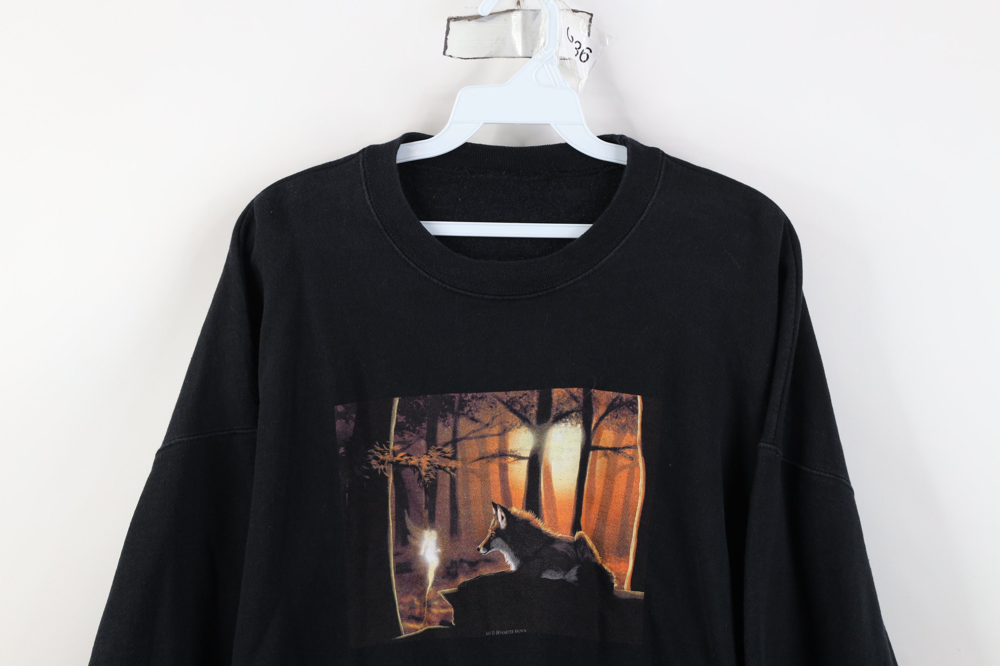 Vintage Vintage 90s Streetwear Fantasy Fox Fairy Crewneck Sweatshirt Size XXL / US 16-18 / IT 52-54 - 2 Thumbnail