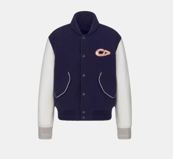 Dior o1w1db11025 513L438 Varsity Jacket in Blue/Beige Size US M / EU 48-50 / 2 - 1 Thumbnail