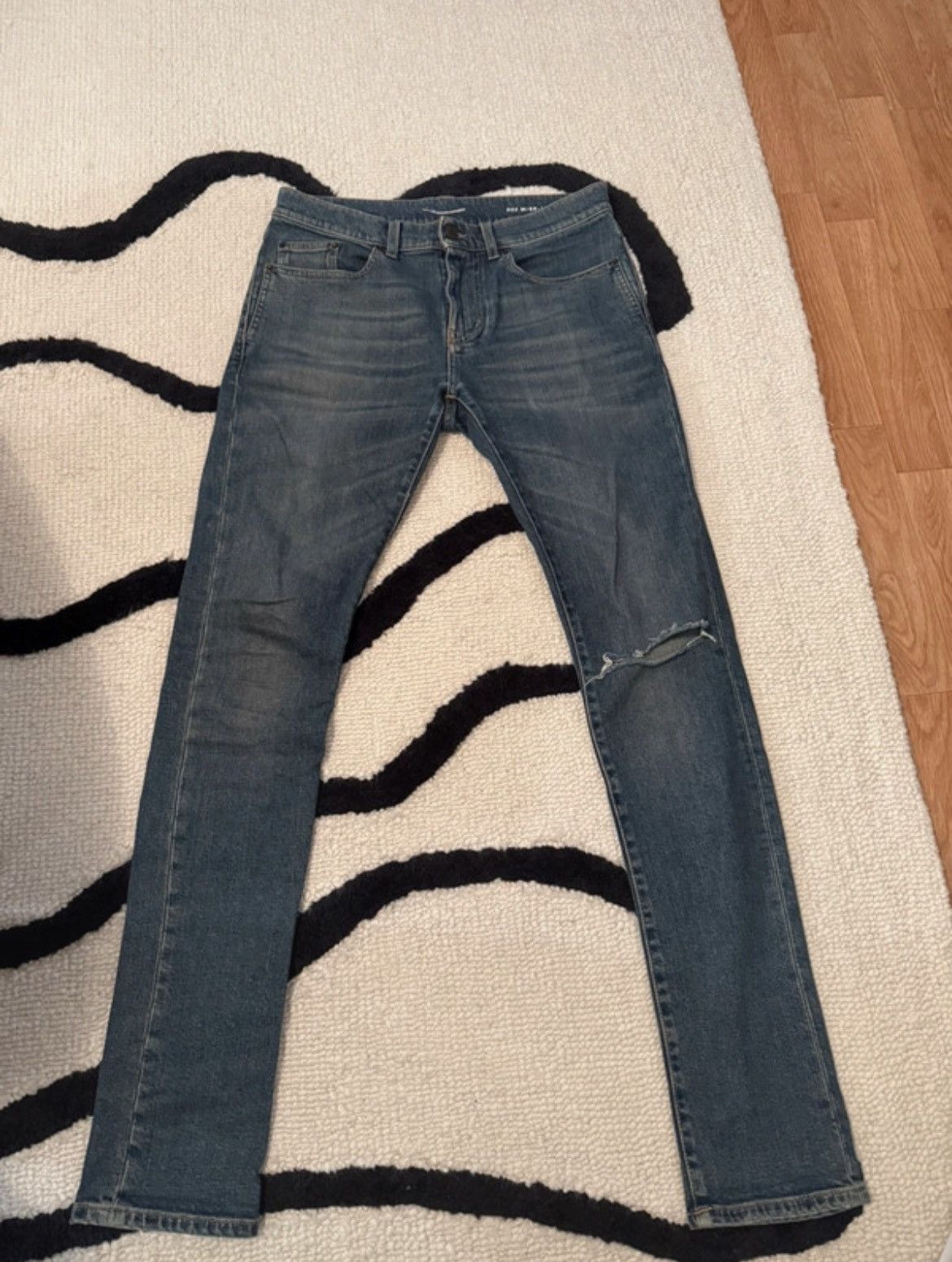 Saint Laurent Paris Saint Laurent Blue Faded Distressed Light Wash 