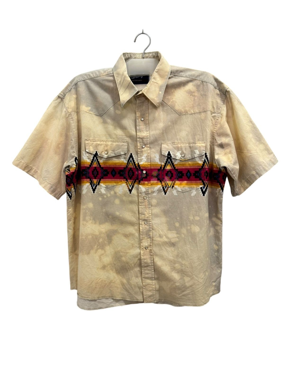 Vintage × Wrangler VINTAGE NAVAJO WRANGLER WESTERN SHIRT CUSTOM ACID WASH Size US XL / EU 56 / 4 - 4 Thumbnail