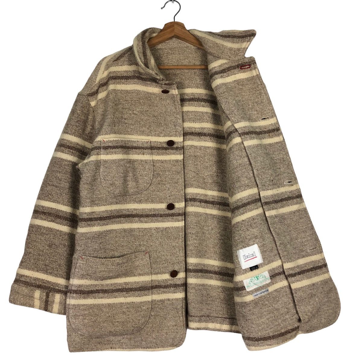 Issey Miyake 🔥Vtg Wool Jacket Chore Striped L.Montagne & Fils Worker Size US L / EU 52-54 / 3 - 9 Thumbnail