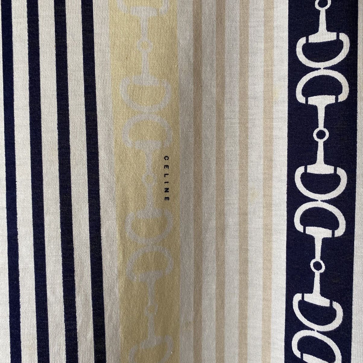 Celine CELINE Beige & Navy Chain Stripe Tee Size XS / US 0-2 / IT 36-38 - 4 Thumbnail