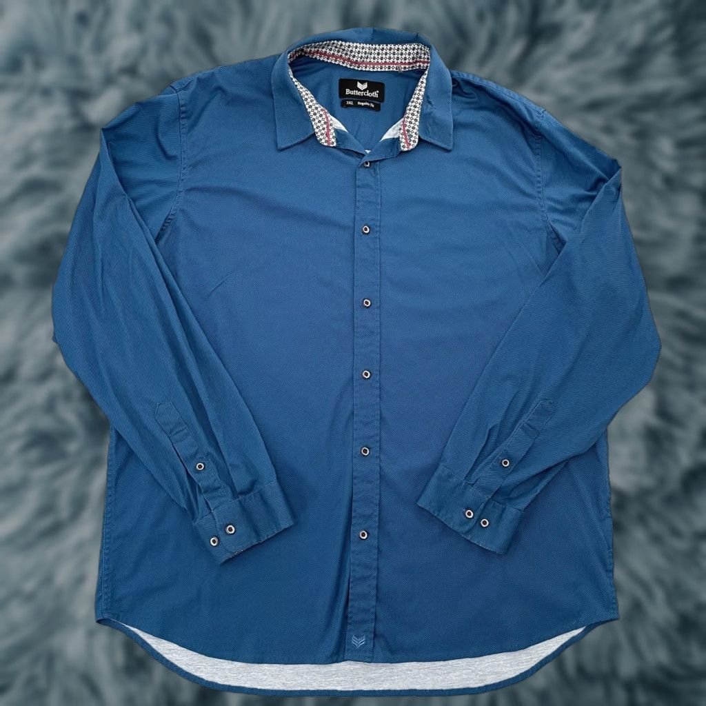 Buttero VINTAGE Butter Cloth Shirt Men Long Sleeve Button-Up Casual 3XL Blue Cotton Size US XXL / EU 58 / 5 - 1 Thumbnail