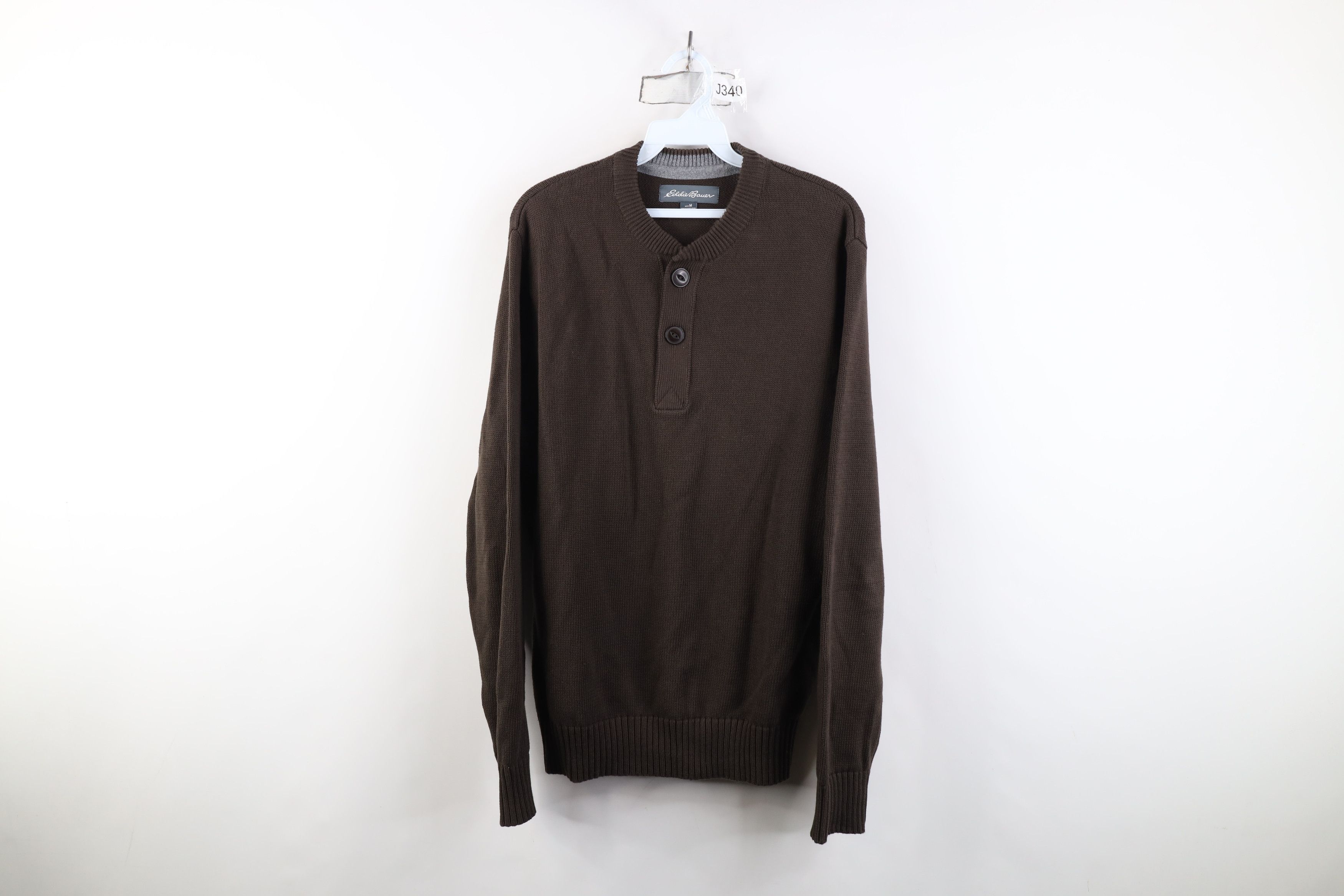 Eddie Bauer Vintage Eddie Bauer Cotton Ribbed Knit Henley Sweater Brown Size US M / EU 48-50 / 2 - 1 Thumbnail