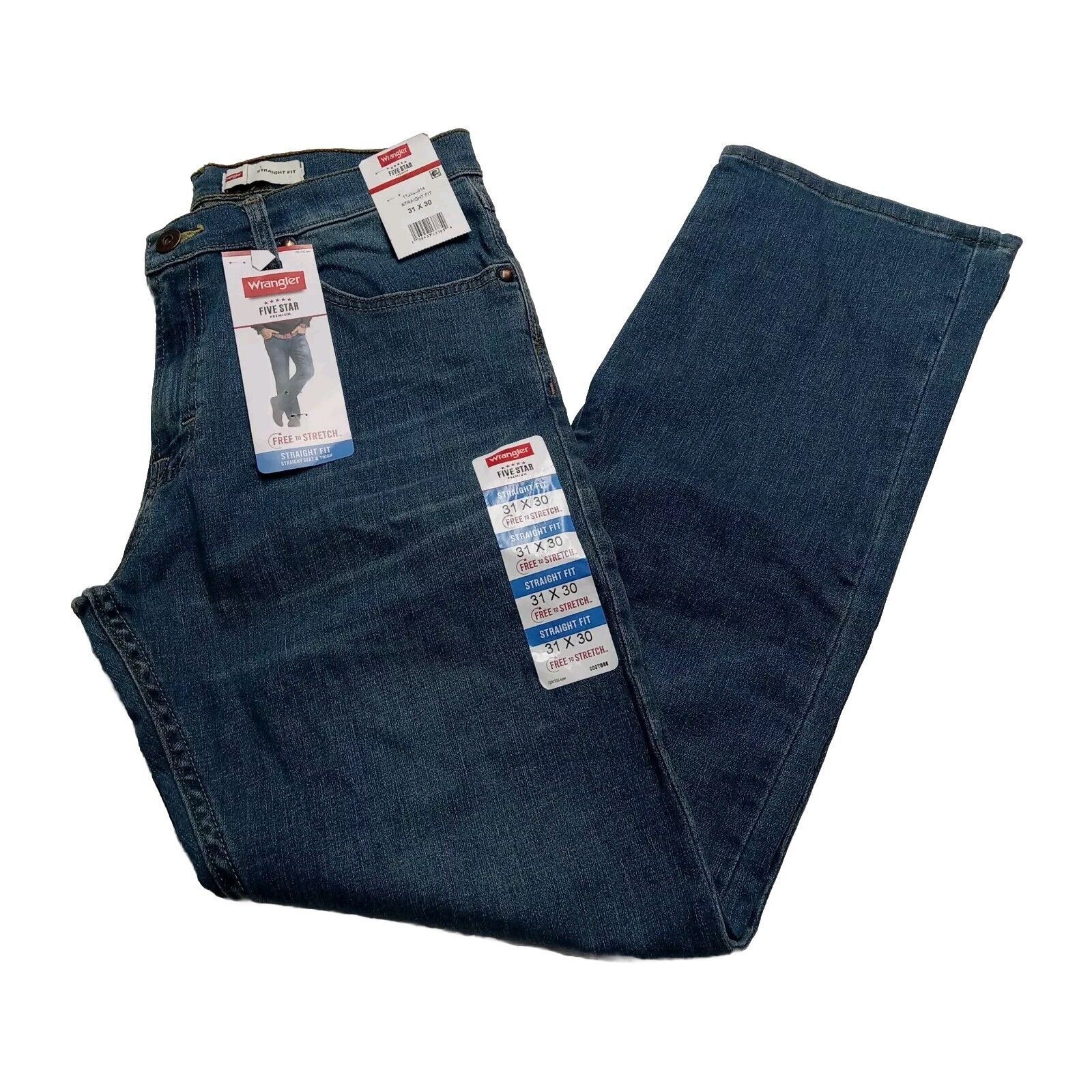 Wrangler Wrangler Premium 5 Star Jeans Men's 31x30 Straight Fit Blue Size US 31 - 1 Thumbnail