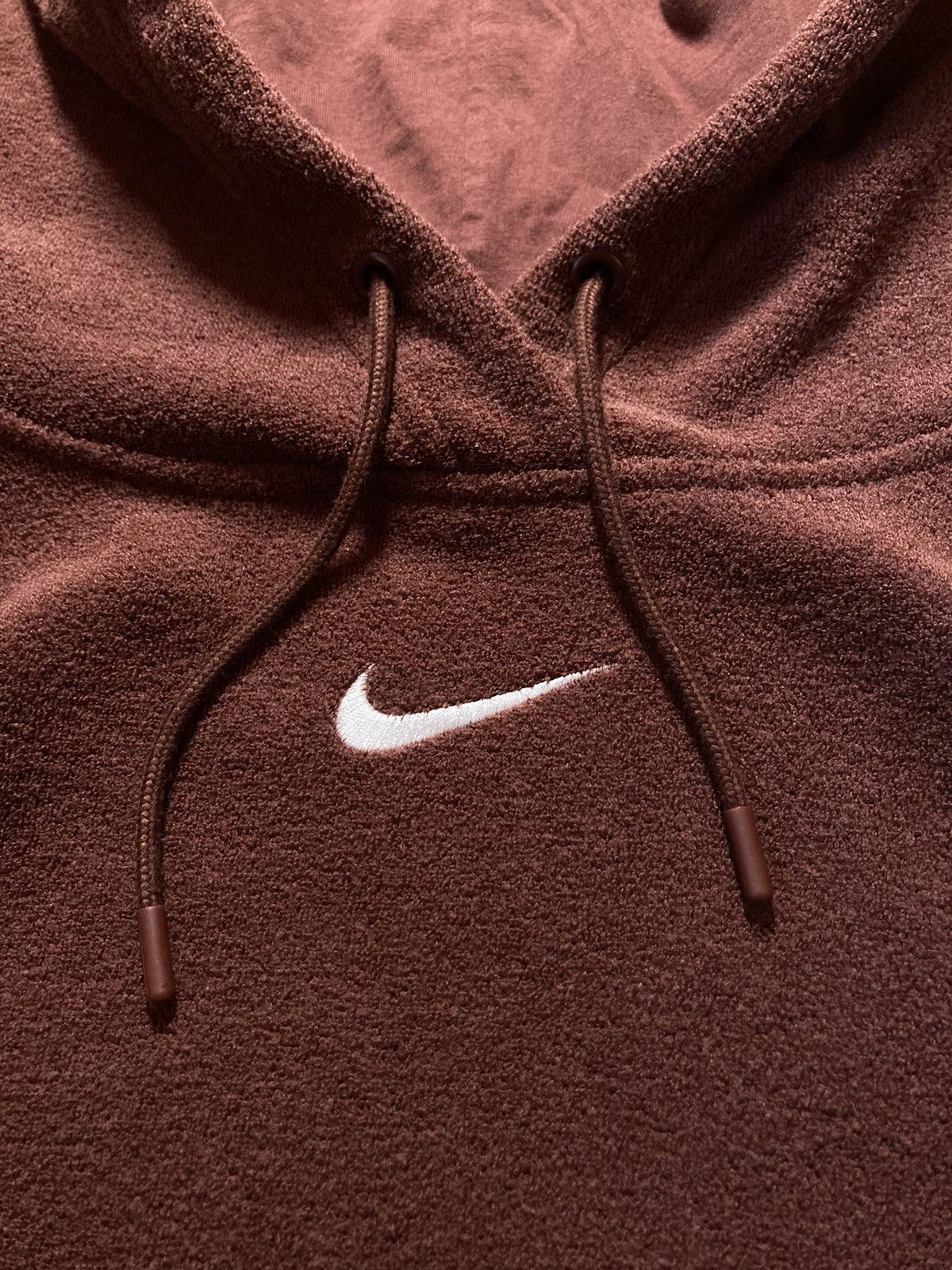 Nike × Vintage ⛩️Nike Hoodie Brown Center Logo Fleece Travis Style Swoosh ⛩️ Size US XL / EU 56 / 4 - 4 Thumbnail