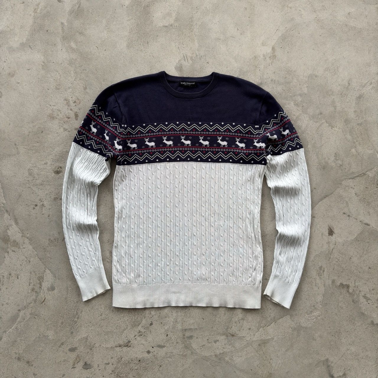 Dolce & Gabbana Dolce & Gabbana Reindeer Fair Isle Cable Knit Sweater Italy Size US M / EU 48-50 / 2 - 1 Thumbnail