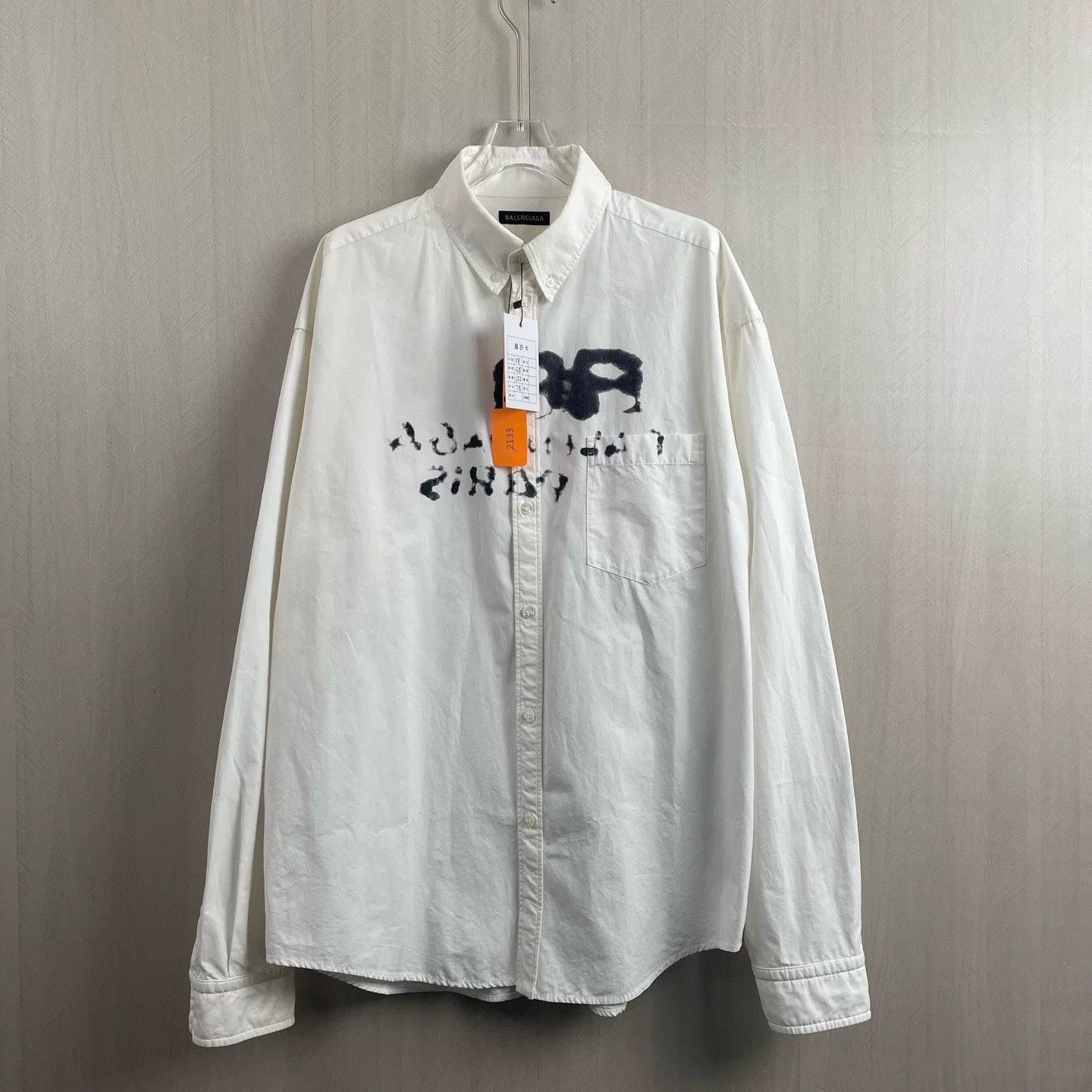 Balenciaga Balenciaga White Ink Letter Shirt Size US S / EU 44-46 / 1 - 1 Thumbnail