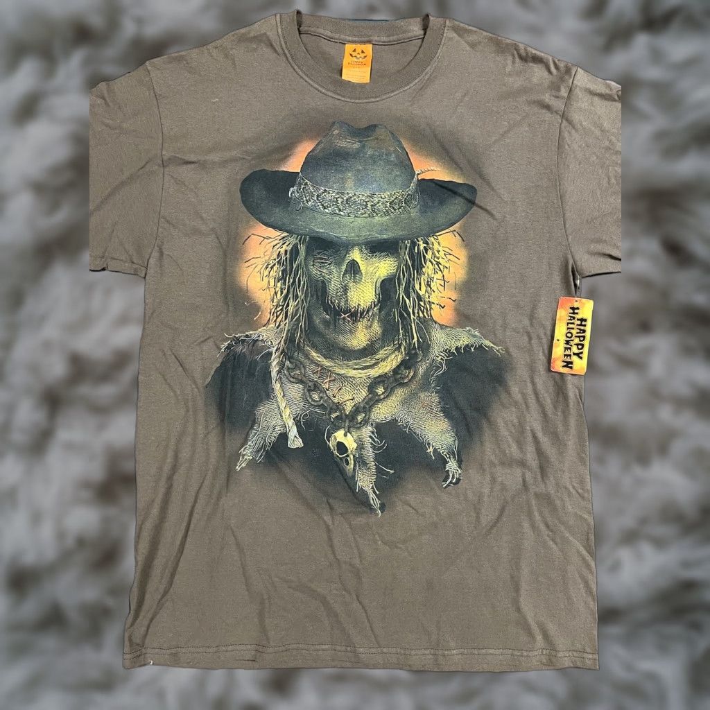 Vintage VINTAGE Happy Halloween T-Shirt Unisex L Brown Skull Scary Spooky Hat NWT Size US L / EU 52-54 / 3 - 1 Thumbnail