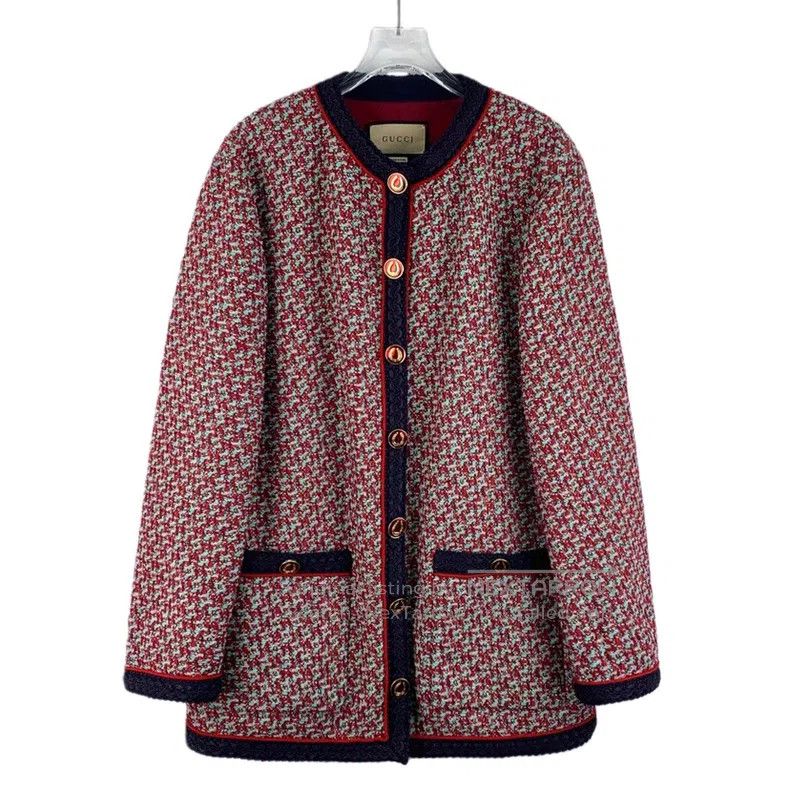 Gucci Gucci Red cotton round-neck single-breasted long-sleeved w Size M / US 6-8 / IT 42-44 - 1 Thumbnail