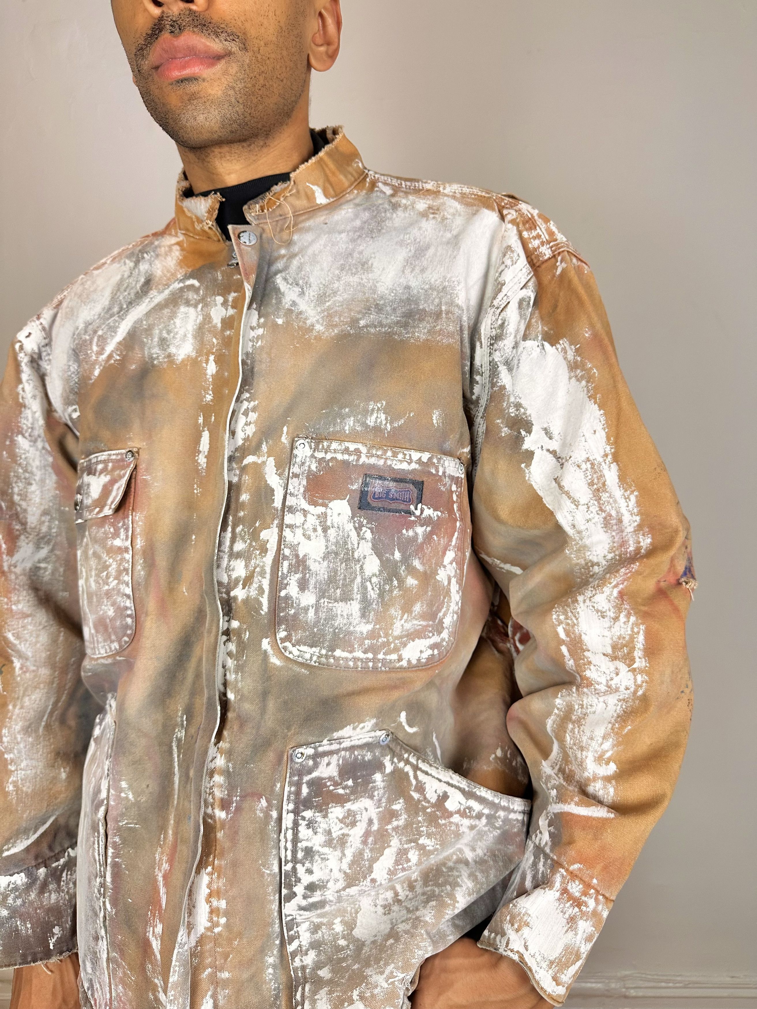 Vintage ASTROBOI* Big Smith Tan Painted Workwear Jacket - XL Size US XL / EU 56 / 4 - 2 Thumbnail