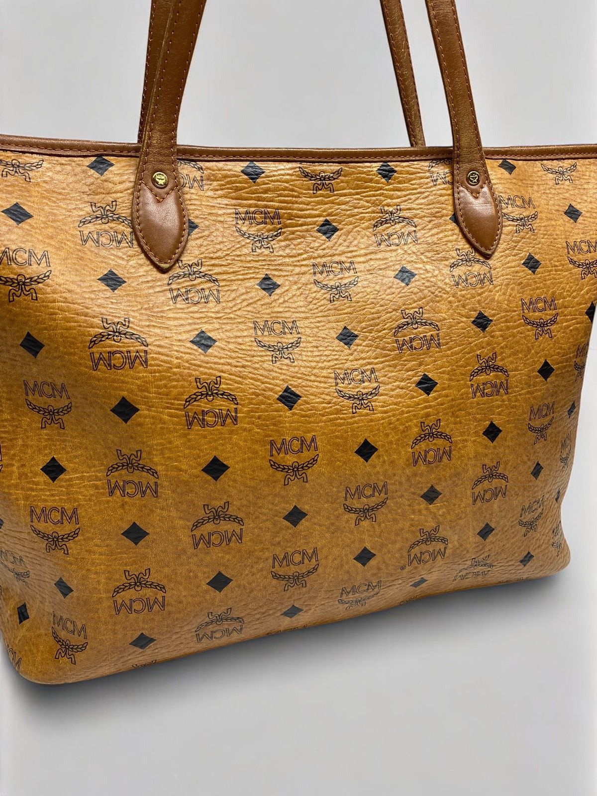 MCM MCM Visetos Tote Bag Cognac Brown Monogram Leather Bag Size ONE SIZE - 3 Thumbnail
