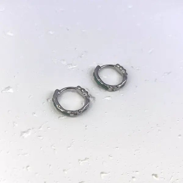 Other 925 Silver Plated Green Ripple Hoop Earrings for Men Women Size ONE SIZE - 4 Thumbnail