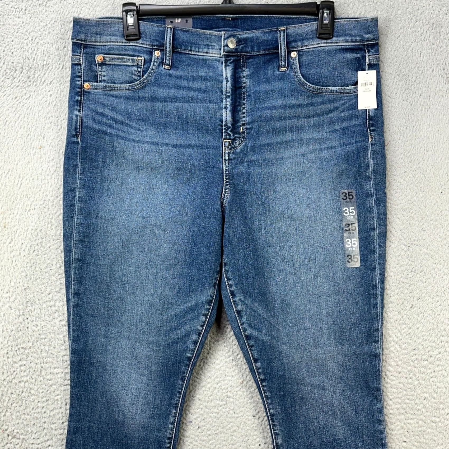Gap Gap True Skinny Jeans Womens Blue Distressed High Rise Stretch Pocket NEW Size 42" / US 20 - 3 Thumbnail
