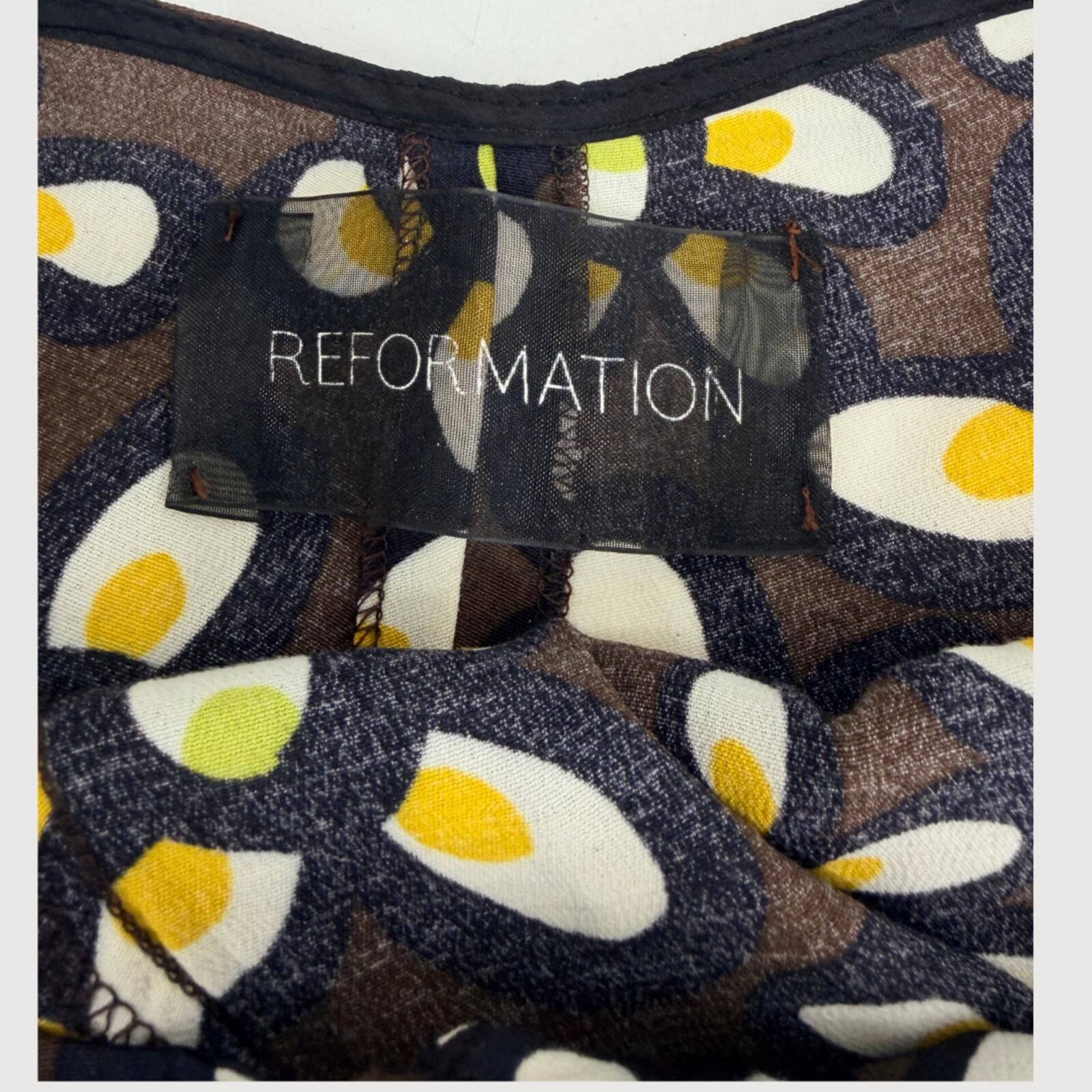 Other Reformation Floral Cut Out Midi Dress Brown Yellow XXS Size XXS / US 00 / IT 34 - 3 Thumbnail