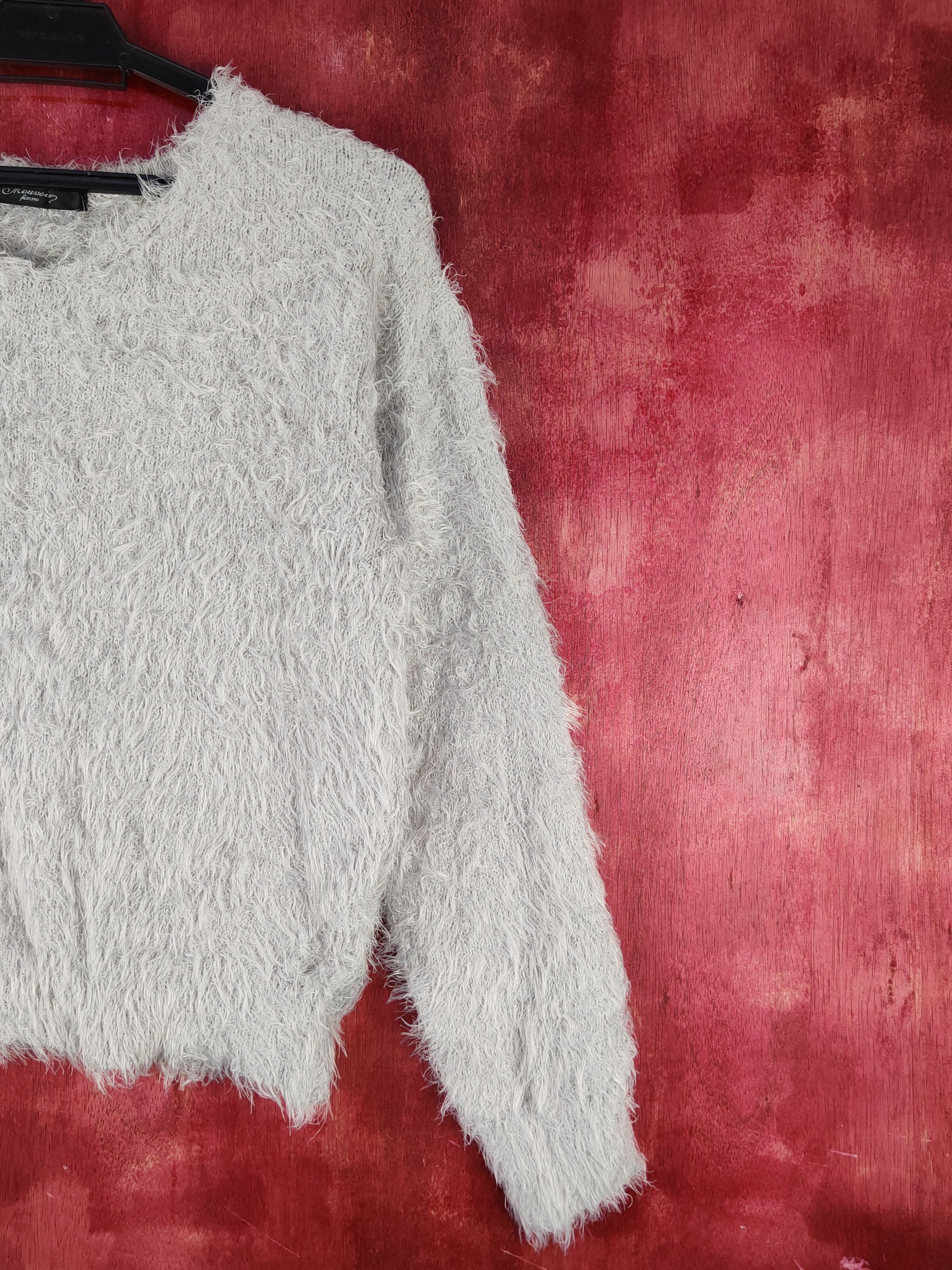 Homespun Knitwear Mouvior Femme Gray Shag Shaggy Fur Mohair Knitwear #S1993 Size M / US 6-8 / IT 42-44 - 5 Thumbnail