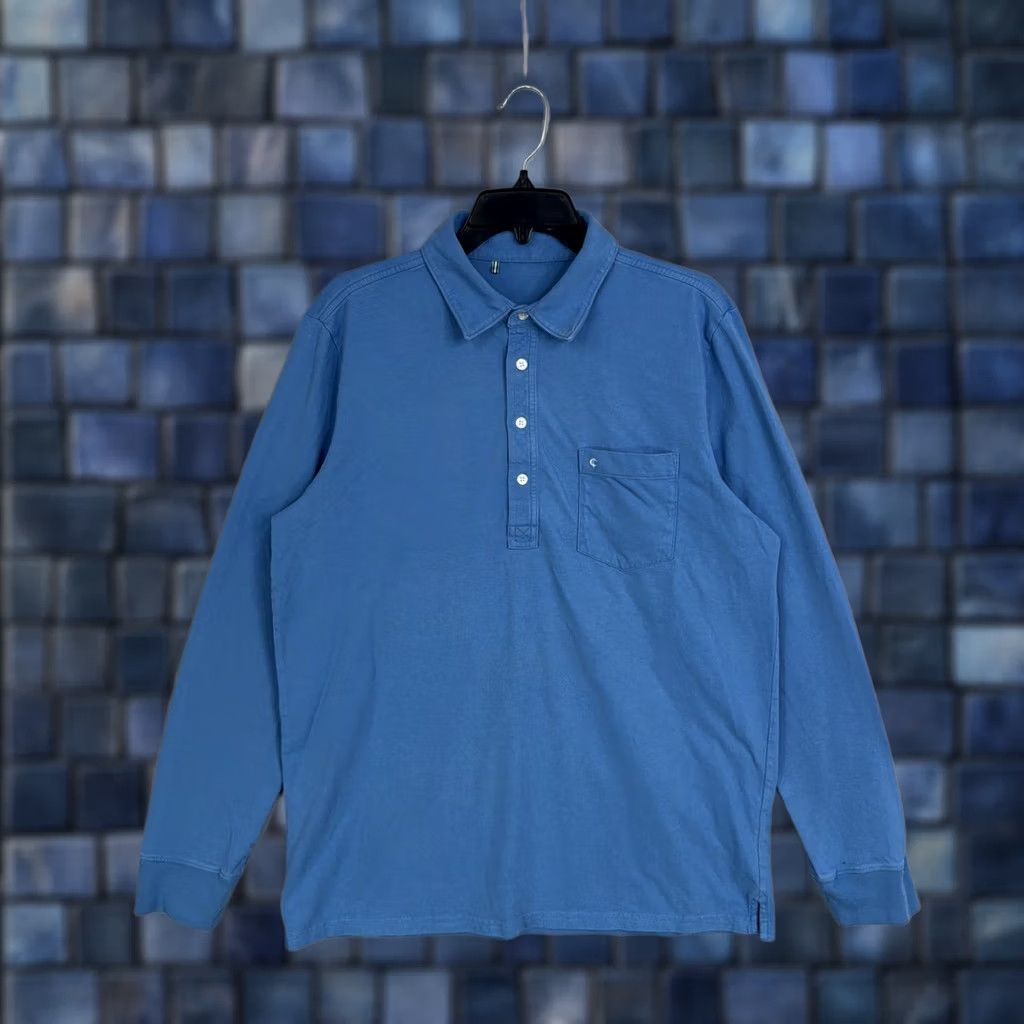 Vintage Criquet Polo Shirt Mens Large Blue Solid Long Sleeve Cotton Jersey Pocket Casual Size US L / EU 52-54 / 3 - 1 Thumbnail