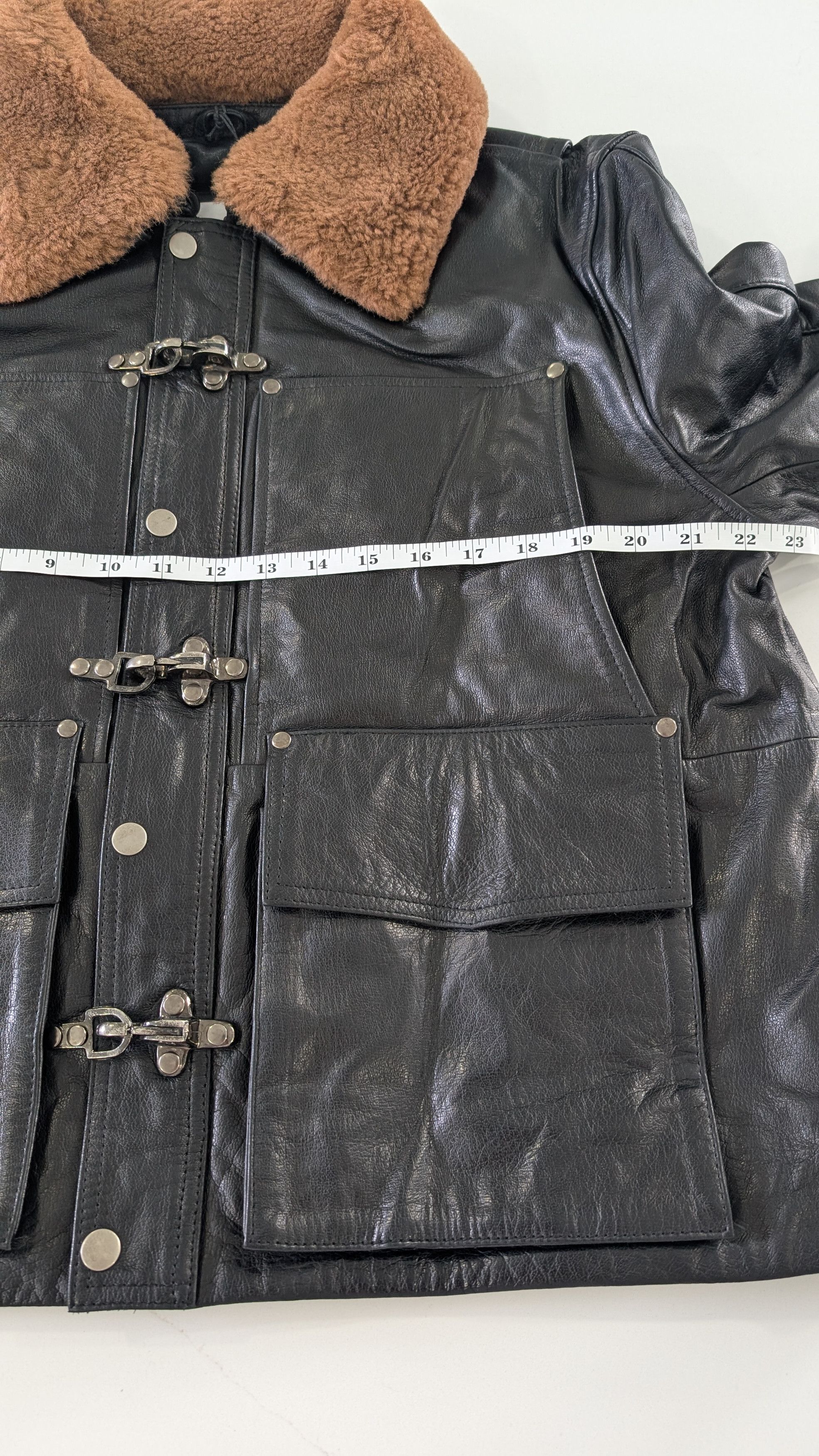 Other FOUND Men’s Leather Fireman Jacket Utility Coat Size US M / EU 48-50 / 2 - 11 Thumbnail