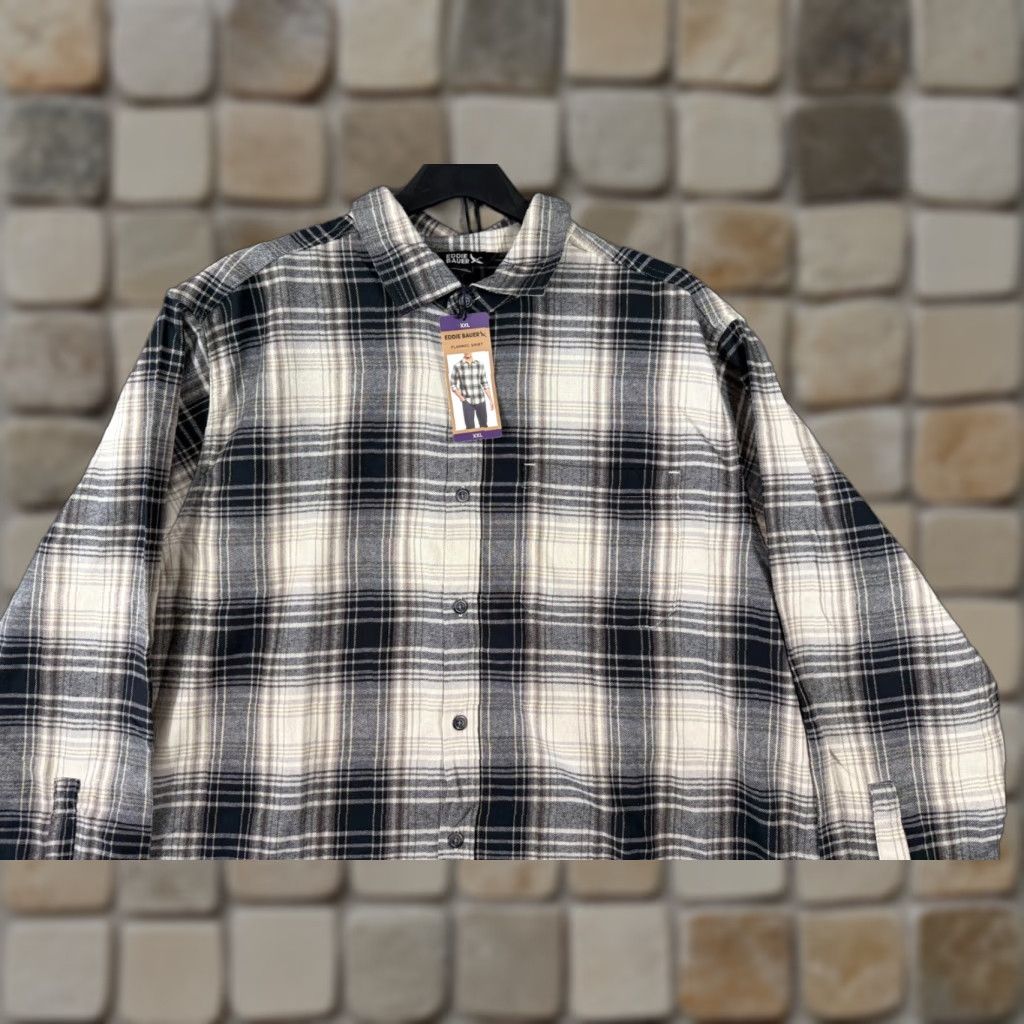 Eddie Bauer VINTAGE Eddie Bauer Flannel Shirt Mens 2XL Cream Black Plaid Button-Up Long Sleeve NWT Size US XXL / EU 58 / 5 - 1 Thumbnail