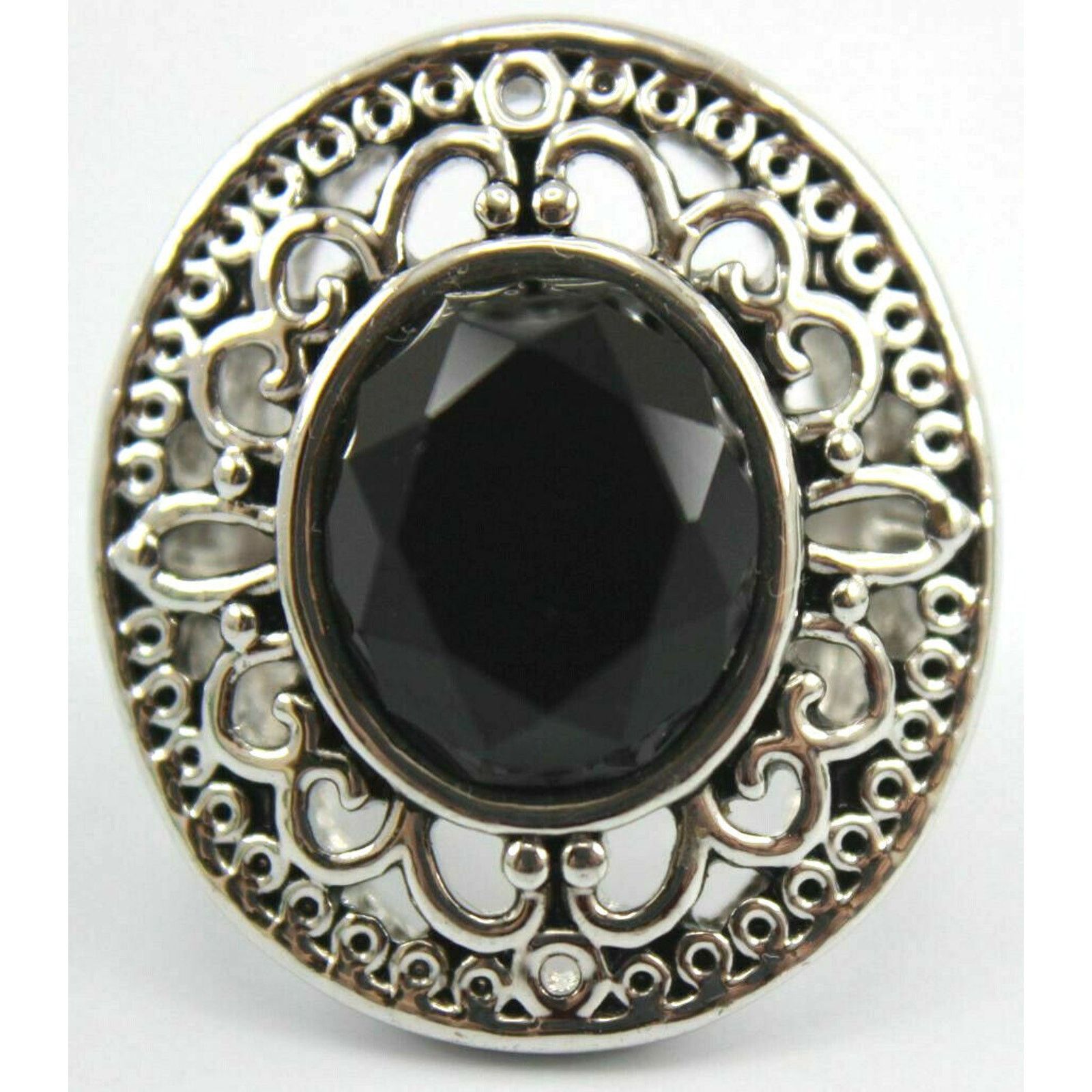 Other Elegant Detailed Filigree Silvertone Ring•Glass Stone•Size 5 Size ONE SIZE - 2 Thumbnail